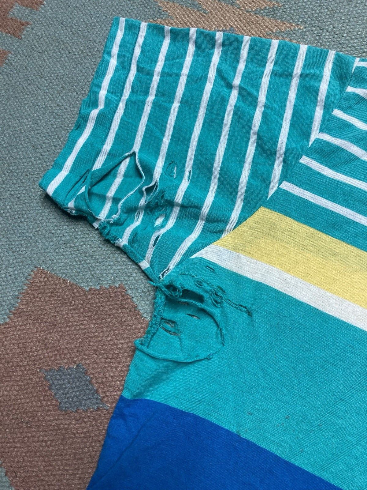 Vintage 80s polo shirt striped soft worn distressed thrashed large Size US L / EU 52-54 / 3 - 3 Thumbnail