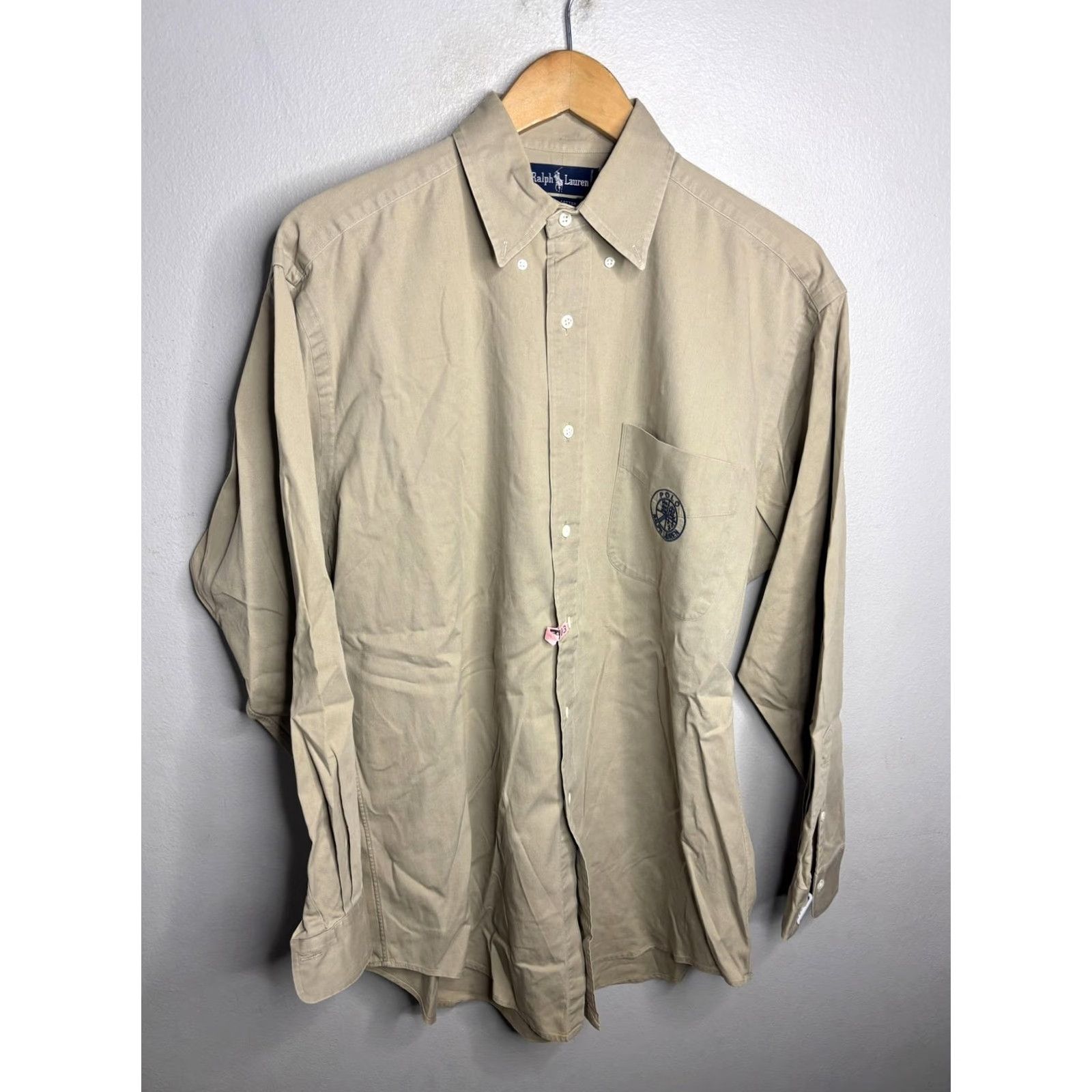 Ralph Lauren Ralph Lauren Oxford Shirt Mens M Khaki Button Long Sleeve Pocket Logo Vintage Size US M / EU 48-50 / 2 - 2 Thumbnail