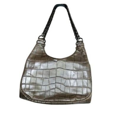 Donald Pliner Donald J Pliner Gray Croc Texture Chain Strap Zipper Closure Size ONE SIZE - 2 Thumbnail