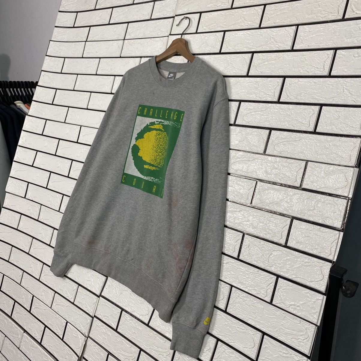 Nike 📌Vintage Sweatshirt Nike Challenge Court Big Logo Size US L / EU 52-54 / 3 - 3 Thumbnail