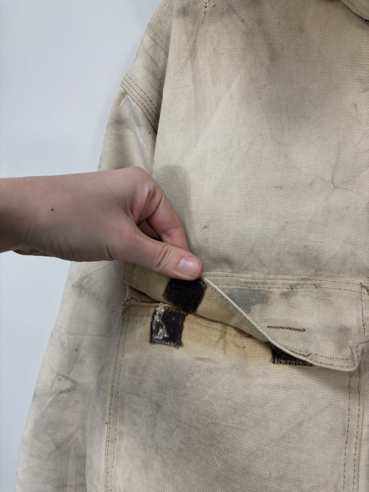 Carhartt Vintage 90s Carhartt USA Beige Work Hooded Cropped Jacket Size US M / EU 48-50 / 2 - 6 Thumbnail