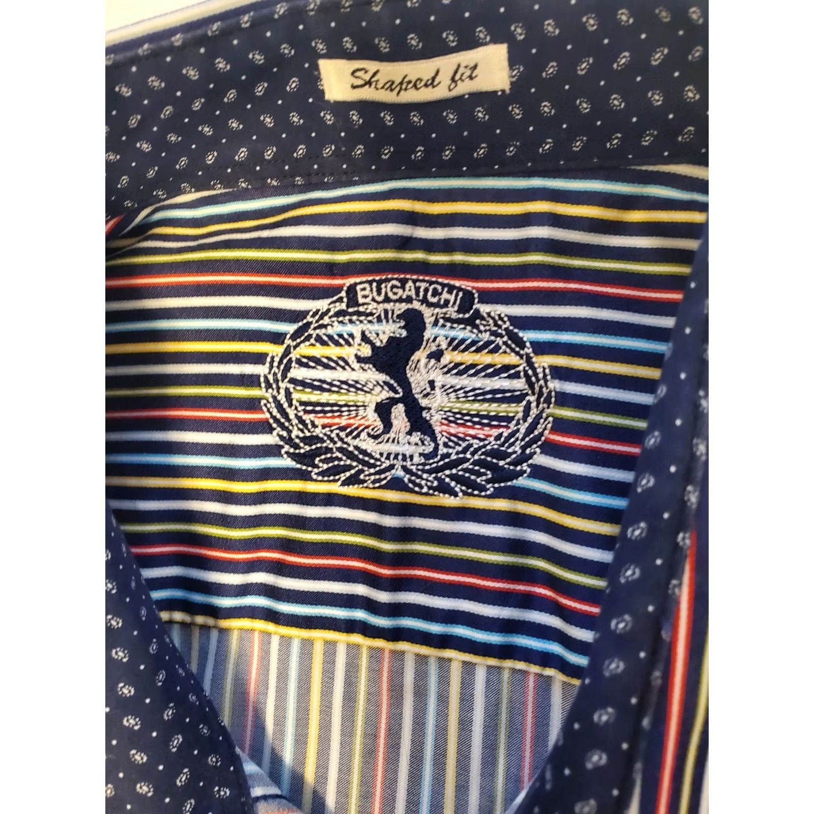 BUGATCHI BUGATCHI Multicolored Striped 100% Cotton Sport Shirt XL Men Dress Shirt Long Sleeve Button-Down Collar Womens? No Size US XL / EU 56 / 4 - 7 Thumbnail