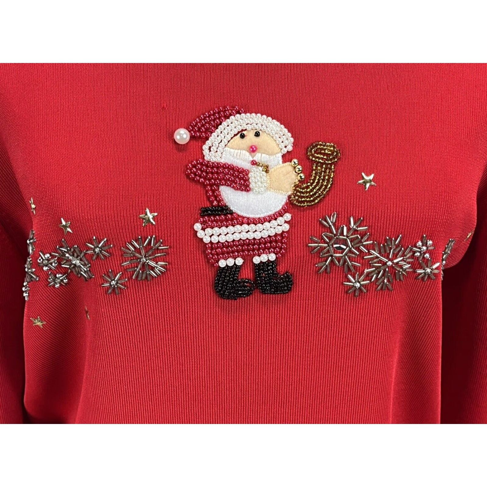 Vintage VINTAGE Lisa International Christmas Sweater Women's Red Beaded XL Pullover Knit Size XL / US 12-14 / IT 48-50 - 5 Thumbnail