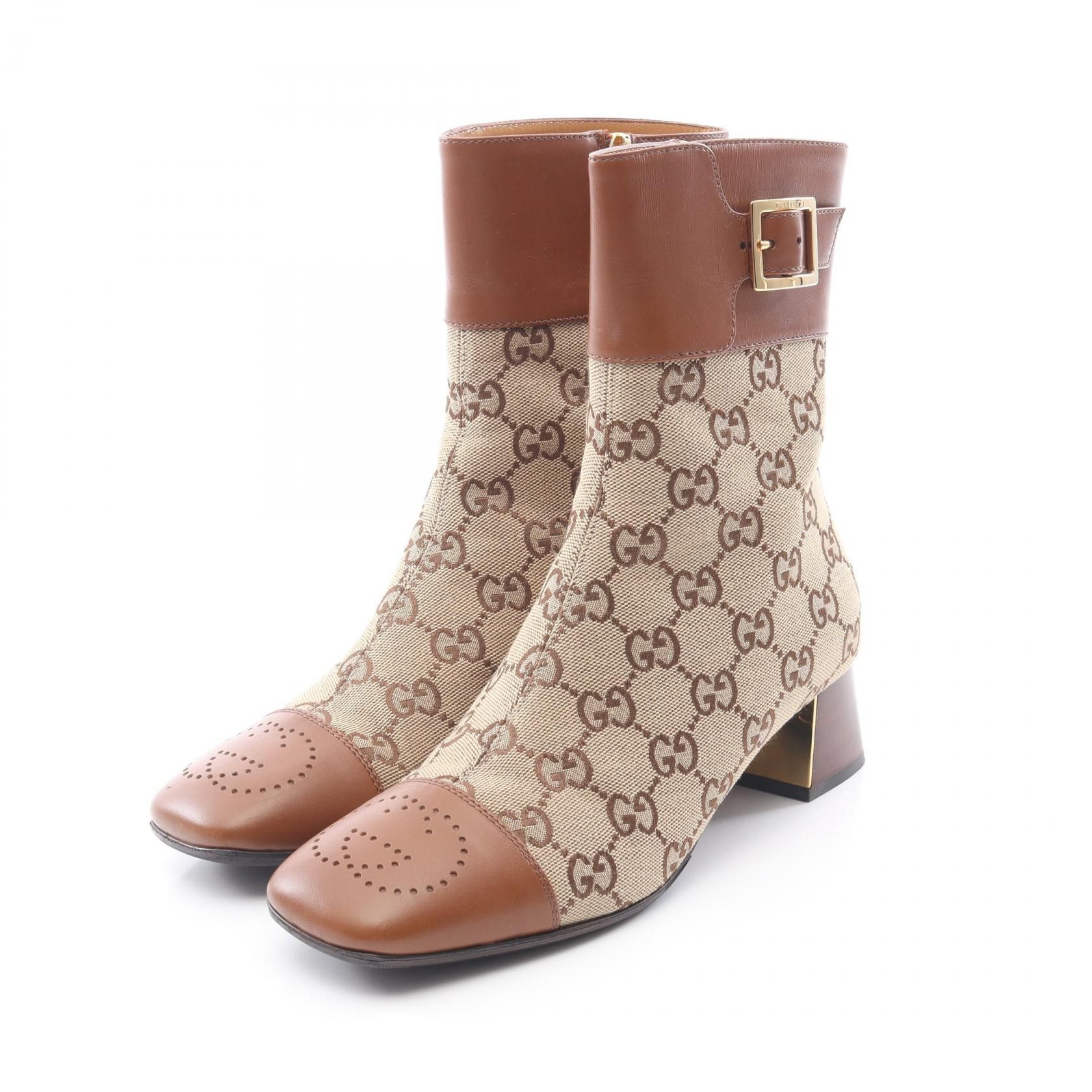 Gucci Gucci Gucci GG Canvas Leather Boots Leather Shoes DUTY FREE for USA Size ONE SIZE - 1 Thumbnail