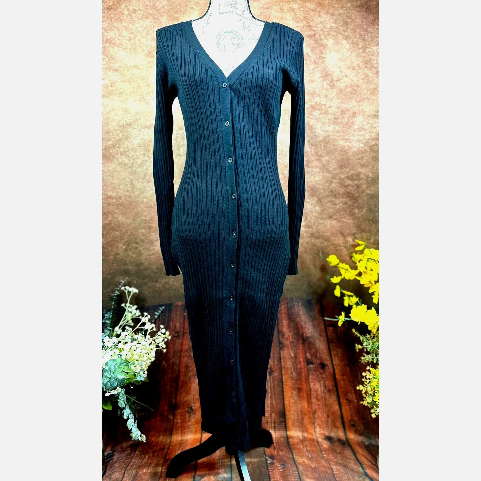 Other LITA By Ciara Rib Cardigan Button Front Midi Dress Black M Size M / US 6-8 / IT 42-44 - 8 Thumbnail