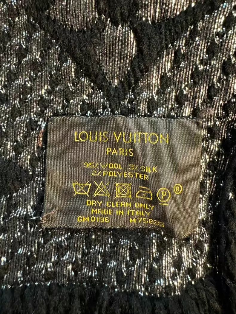Louis Vuitton Louis Vuitton Black silver-wool scarf Size ONE SIZE - 4 Thumbnail