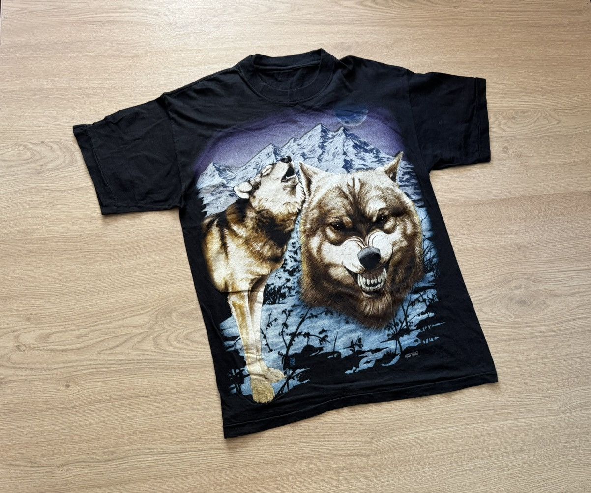 Vintage Vintage 90s American Graffiti Wolf USA Single Stitch T-Shirt Size US M / EU 48-50 / 2 - 1 Thumbnail