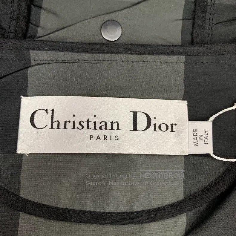 Dior Colour block plaid bee embroidery hooded half-zipper