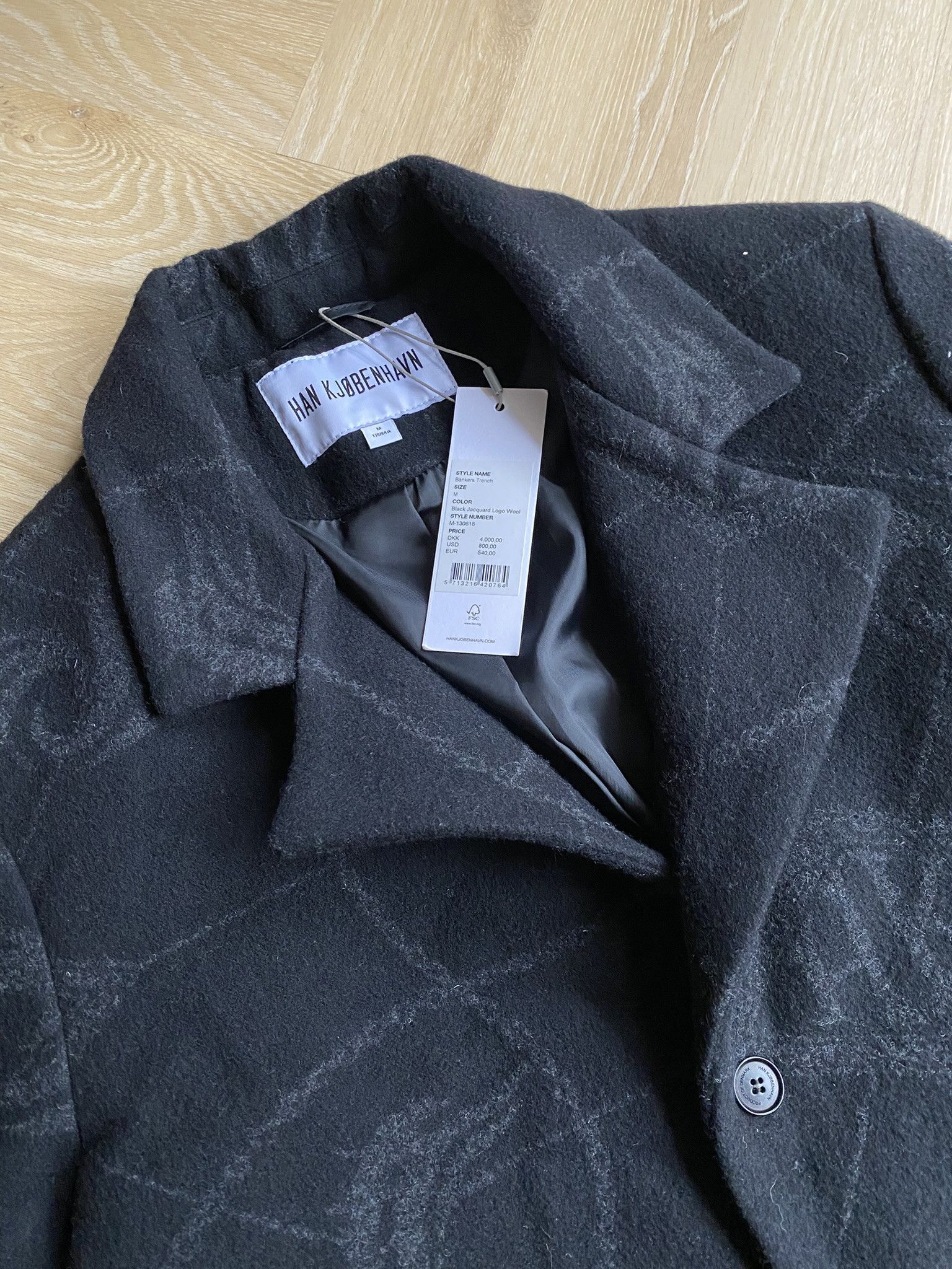 Acne Studios NWT $800 - Bankers Trench - Black Jacquard Logo Wool Size US M / EU 48-50 / 2 - 5 Thumbnail