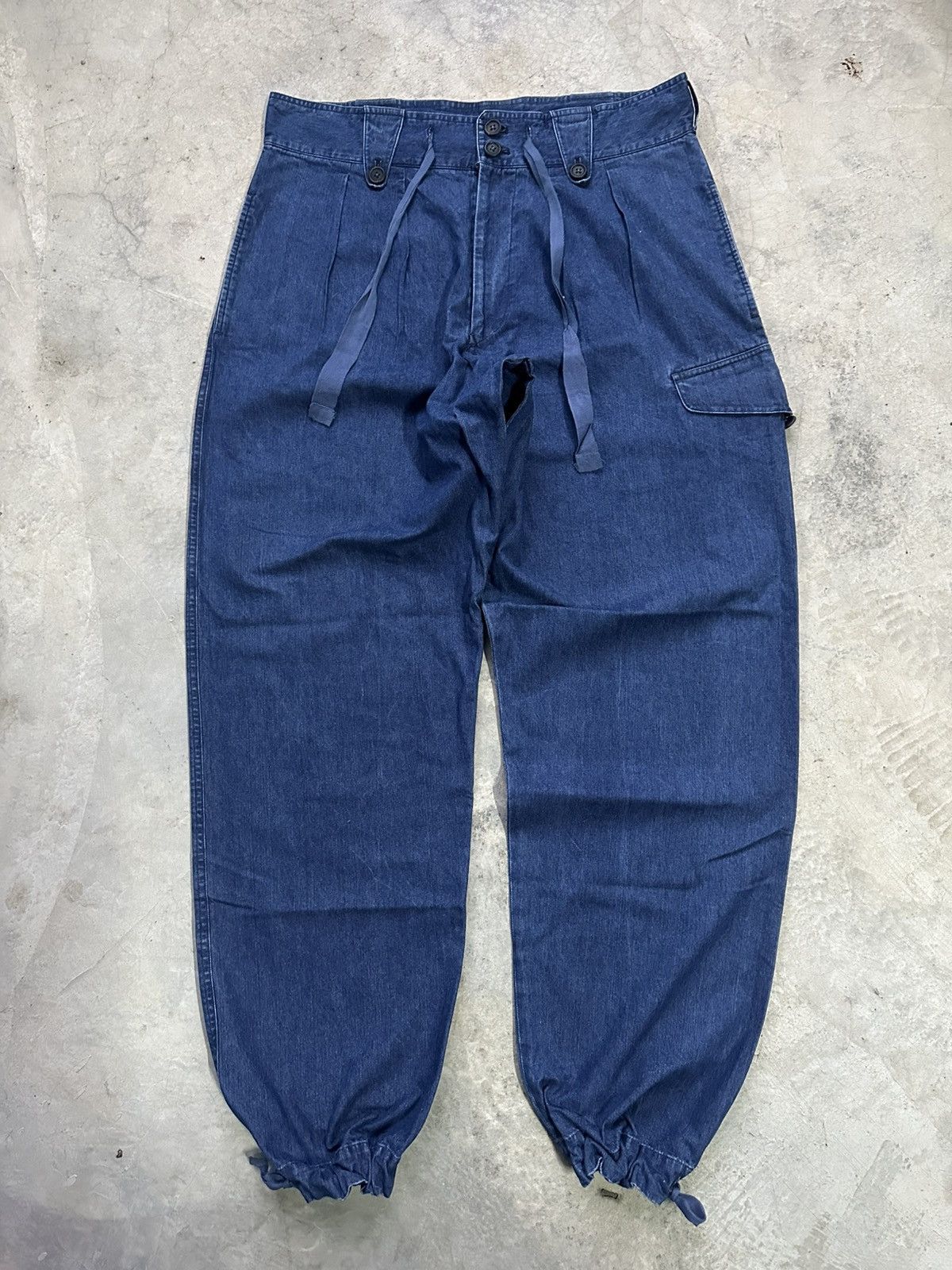 Yohji Yamamoto Archival Piece 80s Ys For Men Denim Drawstring Cargo Trouser Size US 32 / EU 48 - 1 Thumbnail