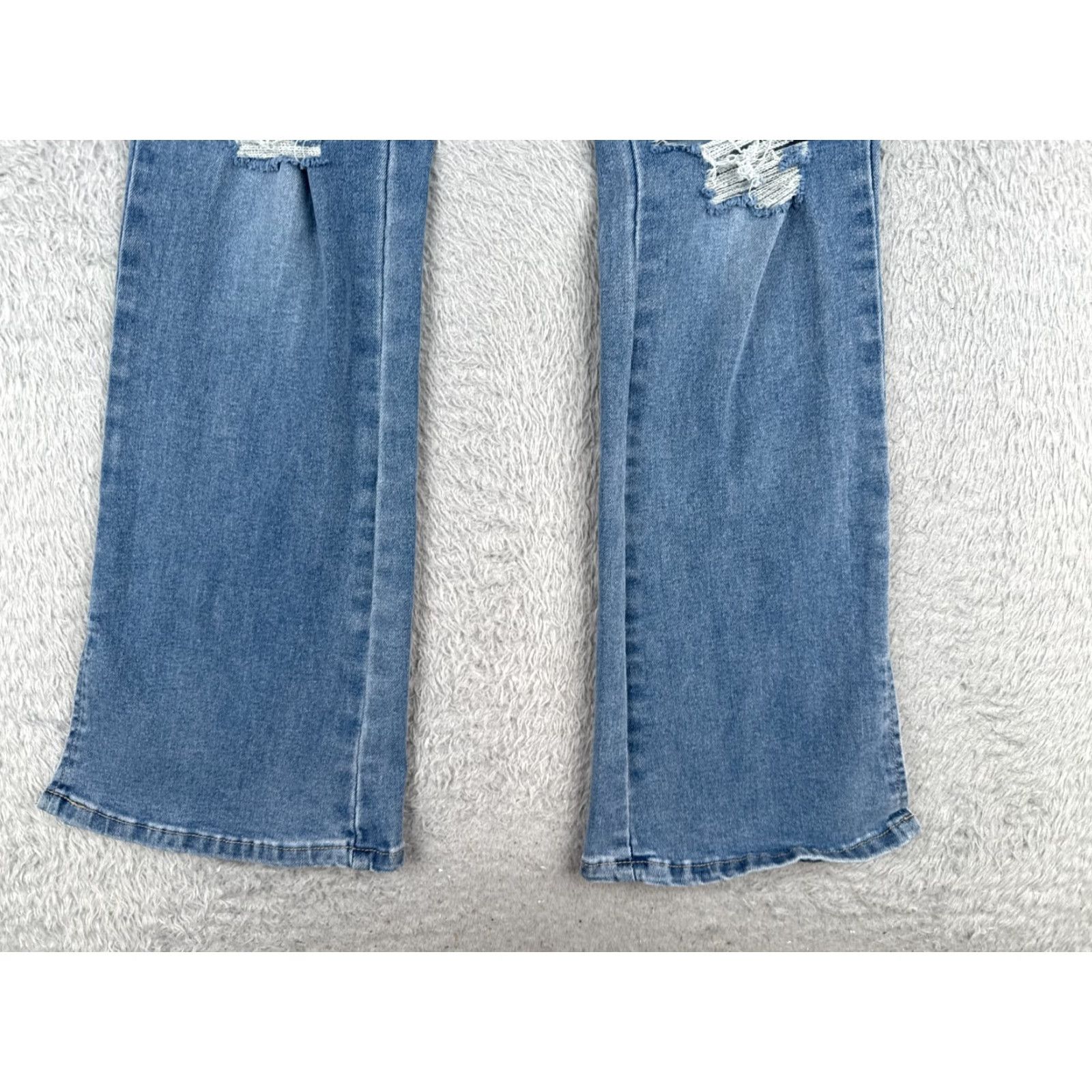 Shein SheIn Jeans Womens 8 Blue Denim Flared High Rise Distressed 28x30 Jeans Size 30" / US 8 / IT 44 - 2 Thumbnail