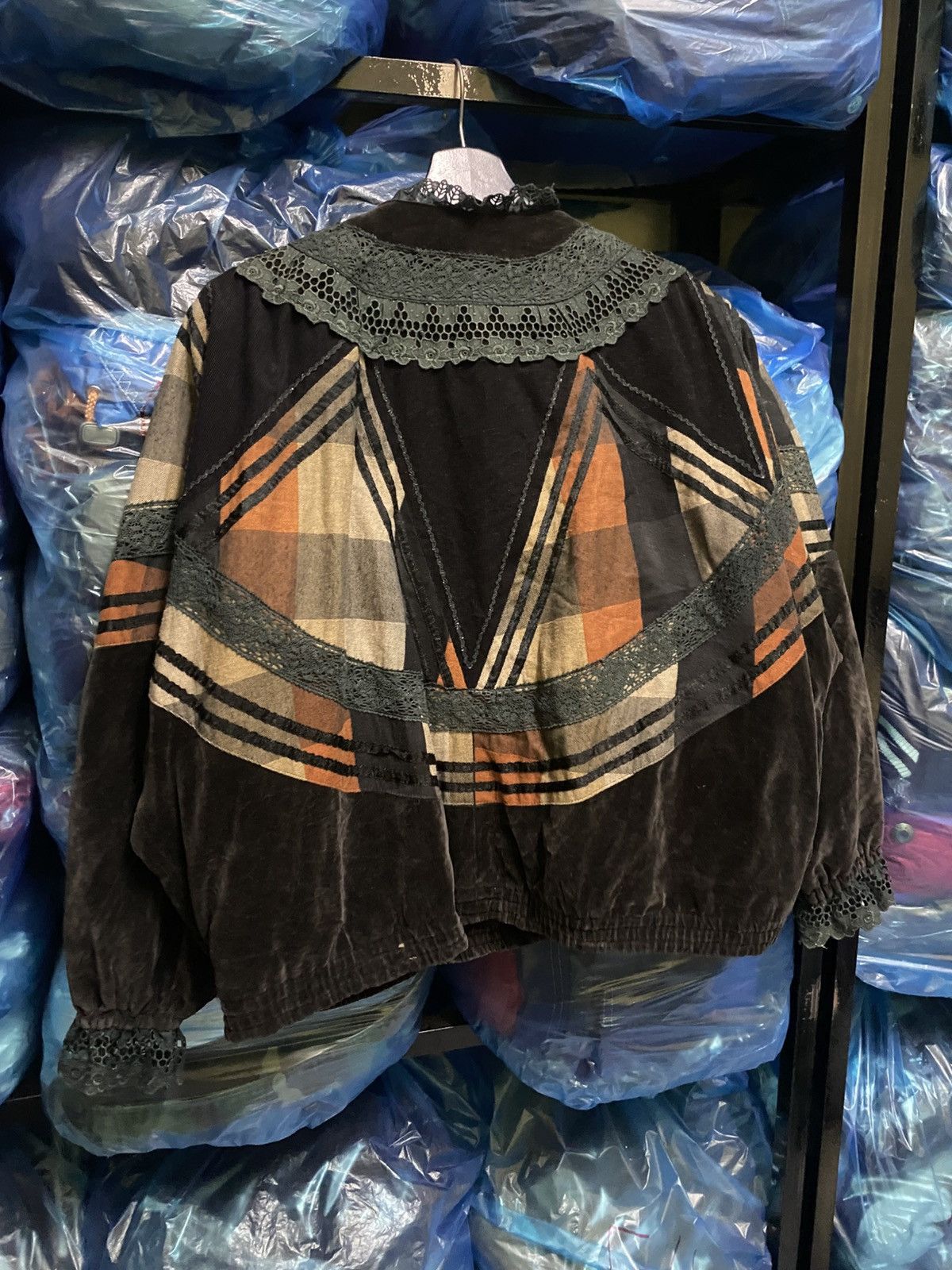 Other Vintage Boho Velvet Patchwork Jacket with Lace Collar Size L / US 10 / IT 46 - 9 Thumbnail