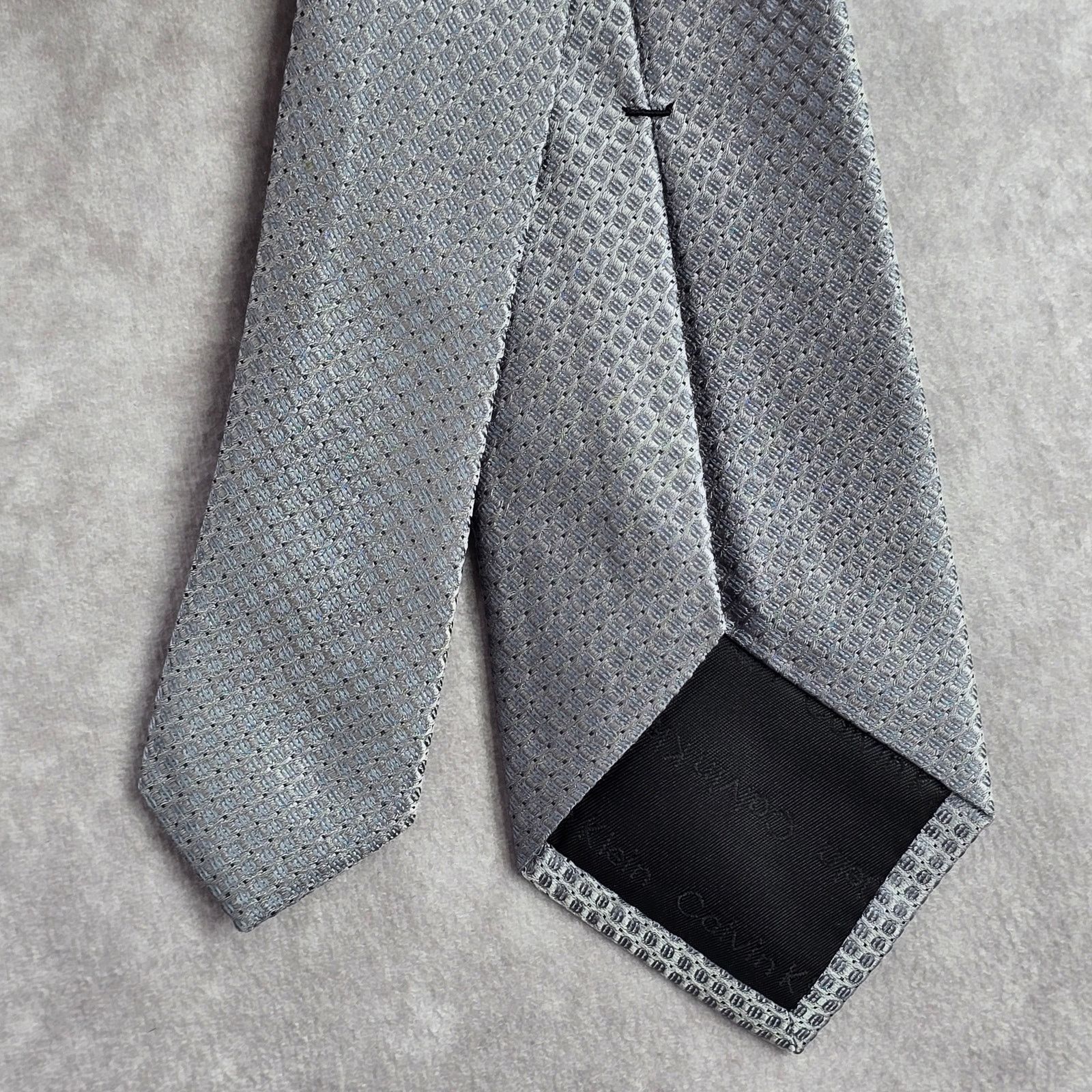 Calvin Klein Calvin Klein Gray Silver Geometric Silk Neck Tie Men's Size 30 - 5 Thumbnail