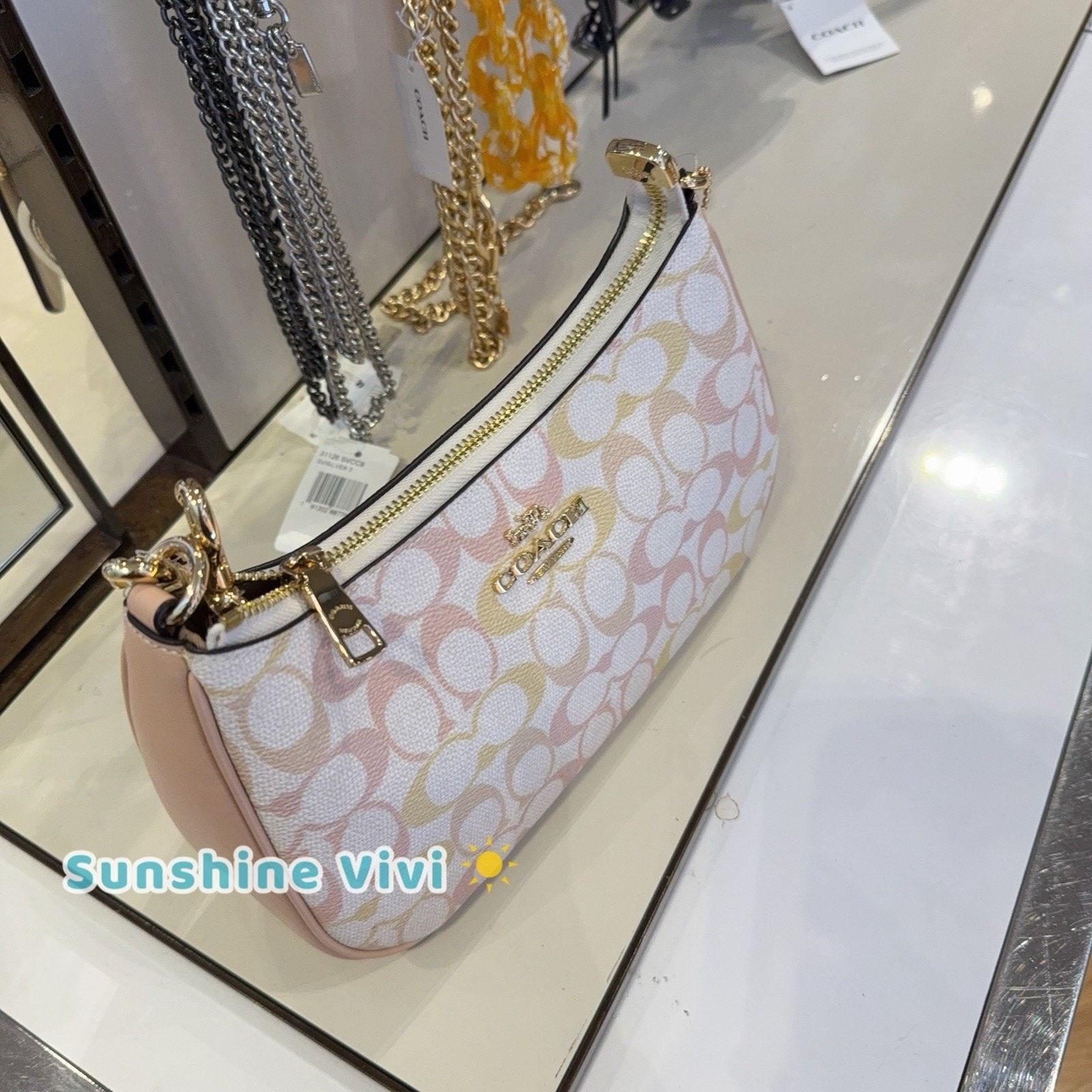 Coach NWT Coach Teri Shoulder Bag Pretty CDZ05 Gold/Chalk/Pink Size ONE SIZE - 3 Thumbnail