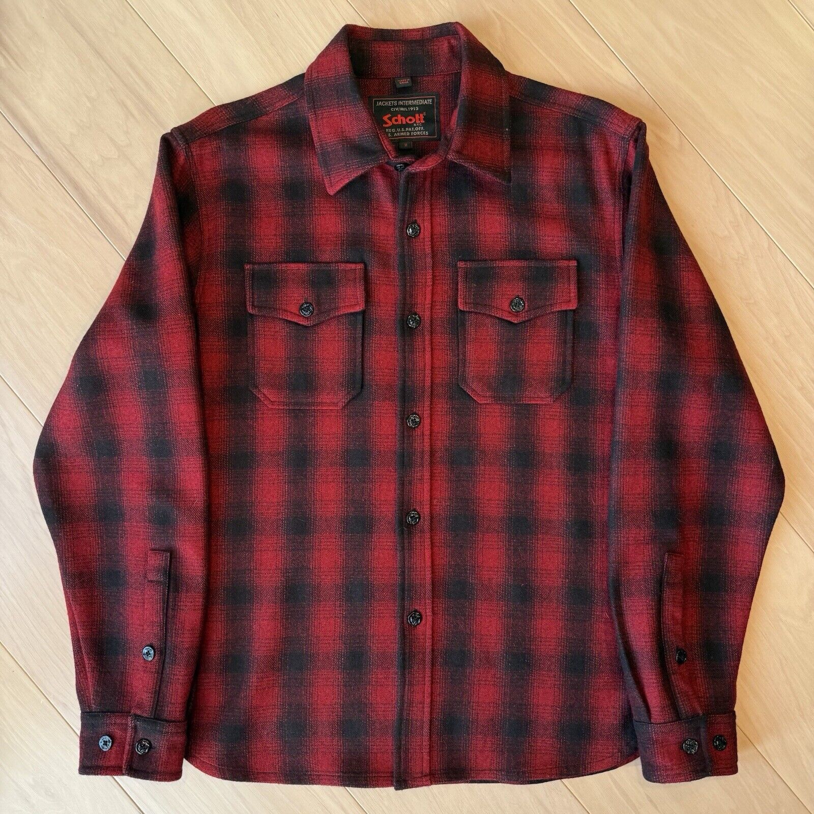 Schott Schott NYC Timber Wool Shirt Medium Red Black Buffalo Plaid Size US M / EU 48-50 / 2 - 2 Thumbnail