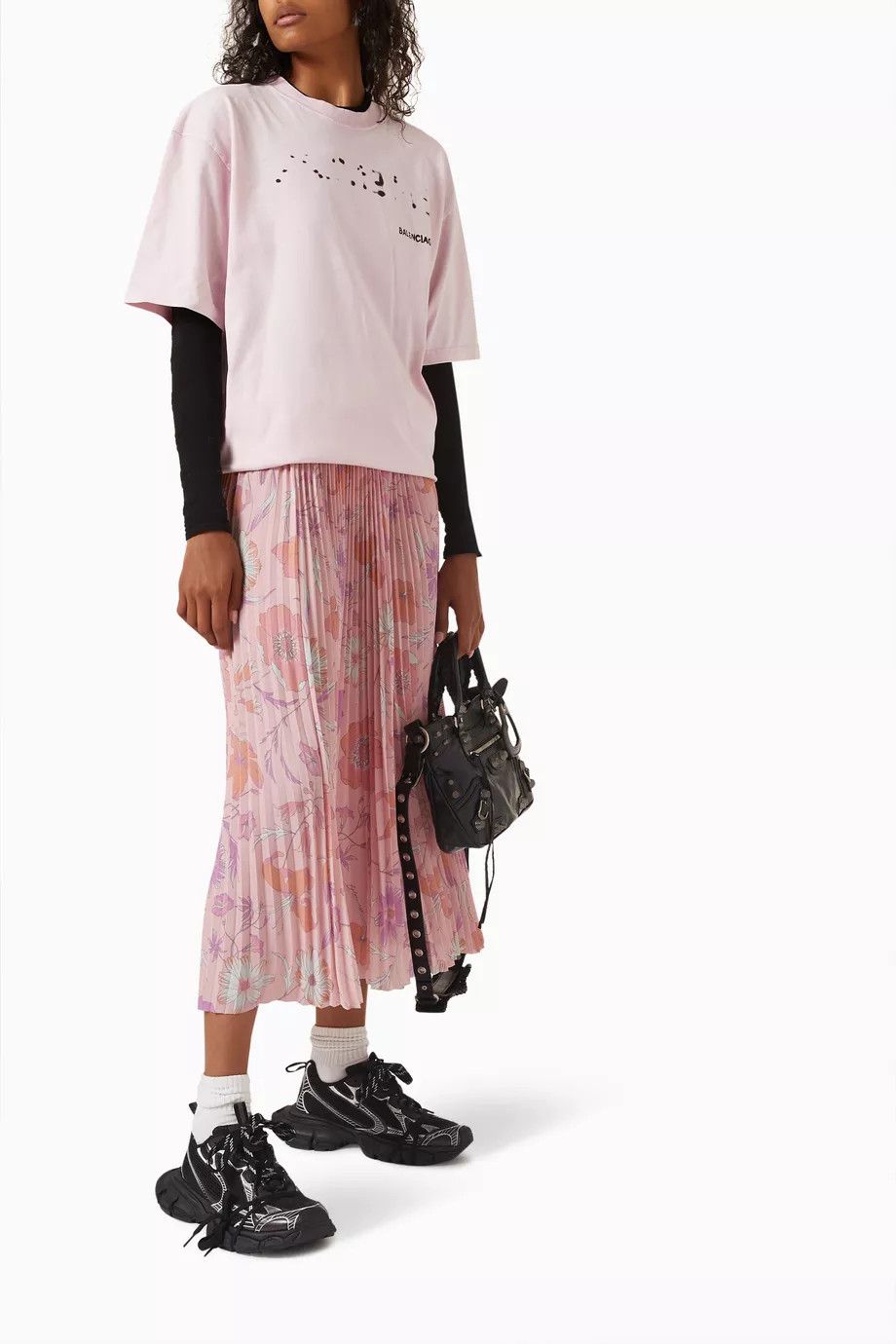 Balenciaga o1srvl11e0325 Hand-Drawn T-Shirt Large Fit in Light Pink Size M / US 6-8 / IT 42-44 - 5 Thumbnail