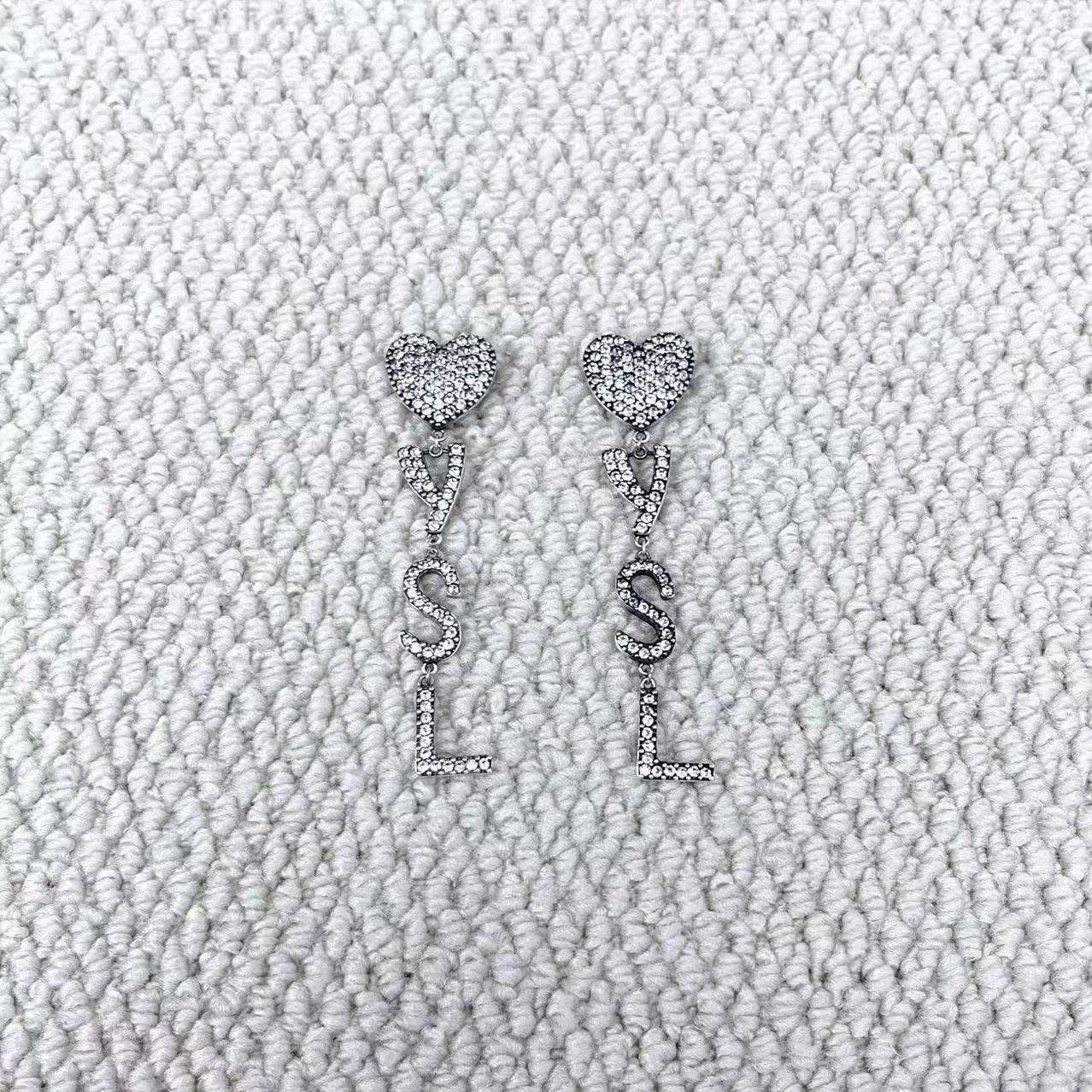 Saint Laurent Paris Saint Laurent Heart Logo Pave Clip-On Earrings 99 New Size ONE SIZE - 1 Thumbnail