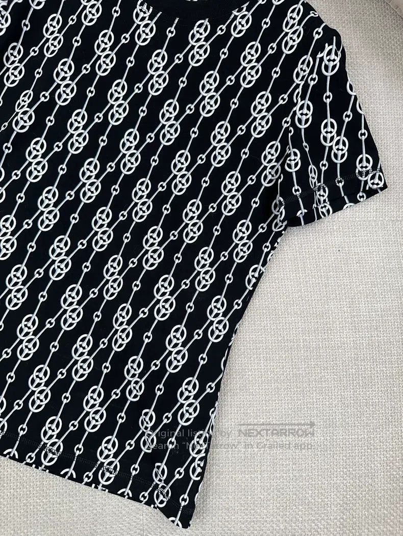 Hermes Hermes Black and White Pig Nose Chain Logo Short Sleeve T- Size XS / US 0-2 / IT 36-38 - 4 Thumbnail