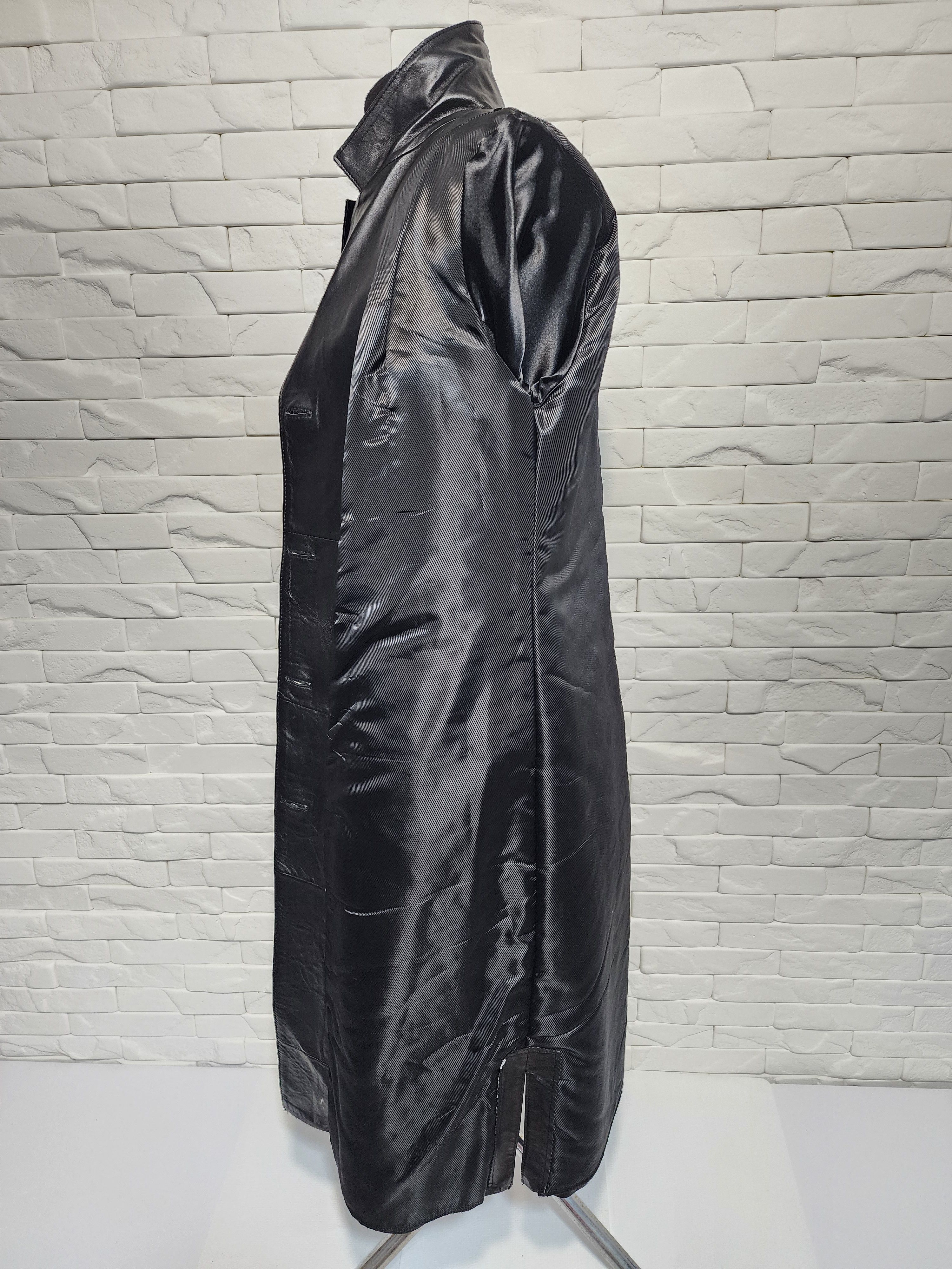 Genuine Leather Women black leather raincoat. Size L / US 10 / IT 46 - 10 Thumbnail