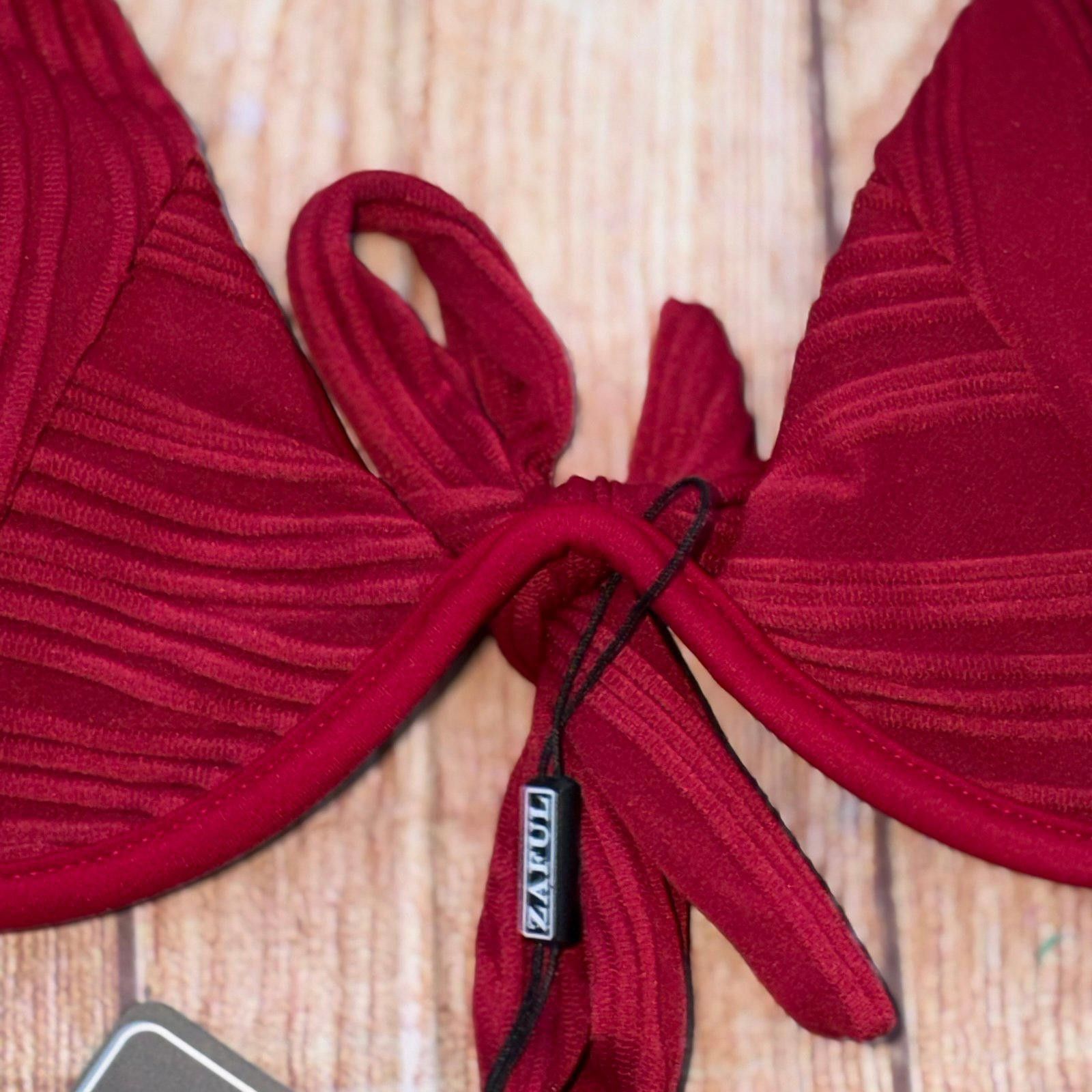 Other Zaful Red Textured Bikini Set NWT Size ONE SIZE - 5 Thumbnail