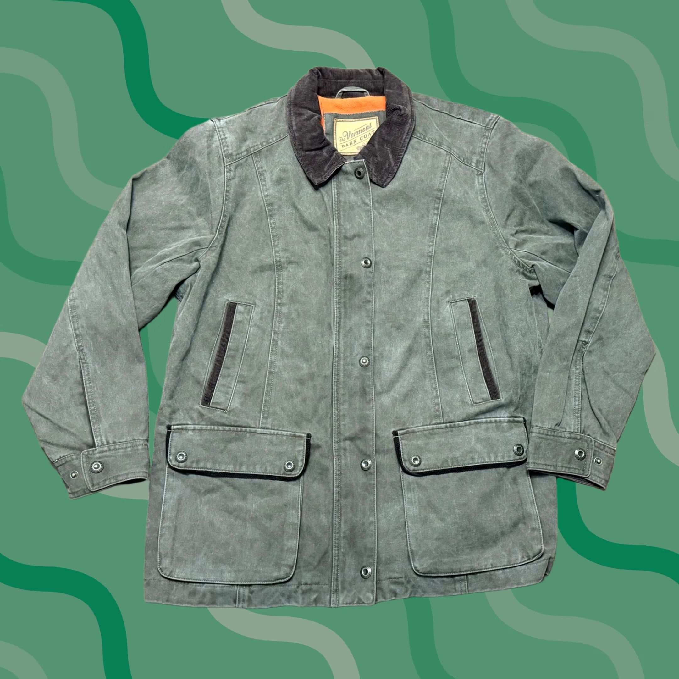 Olive Vermont Barn Coat Olive Green Fleece Lined Chore Jacket Women 1X Size XL / US 12-14 / IT 48-50 - 1 Thumbnail
