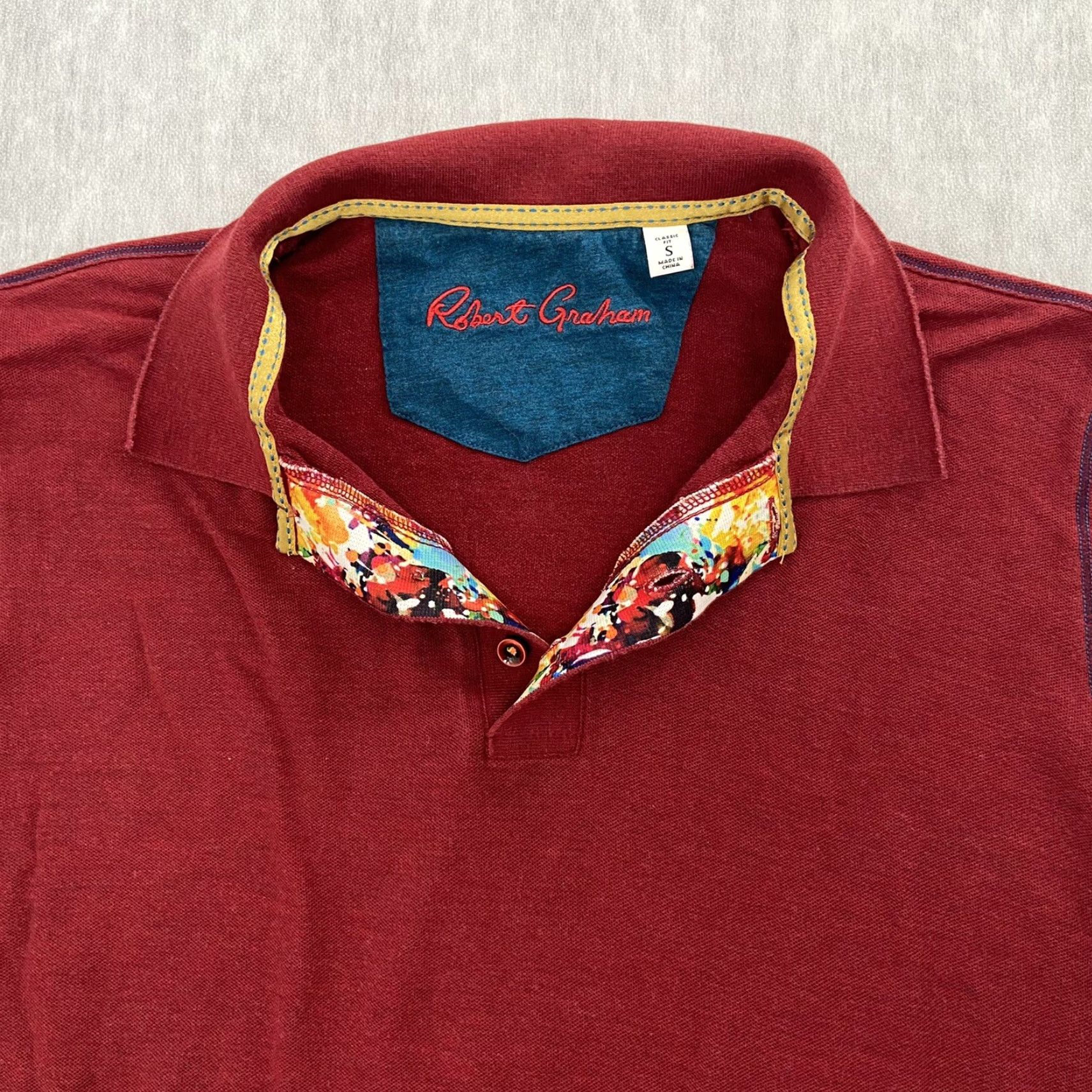 Robert Graham Robert Graham Shirt Adult Small Red Colorful Collar Classic Fit Mens Designer Size US S / EU 44-46 / 1 - 3 Thumbnail