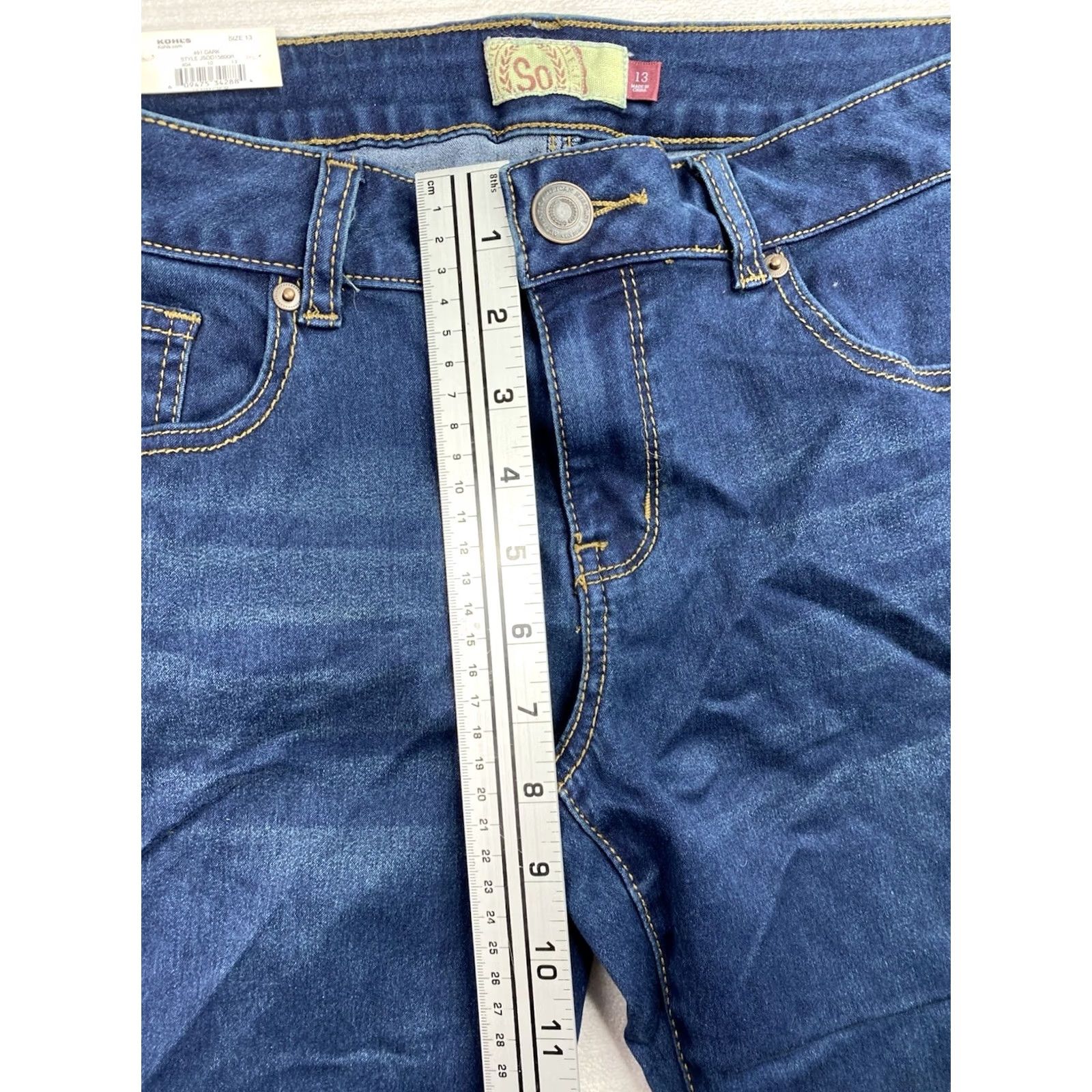 Vintage SO Heritage Jeans Cropped Blue Dark Wash 13 Junior Low Rise 5-Pocket Denim NWT Womens Jeans Size 34" / US 12 / IT 48 - 7 Thumbnail
