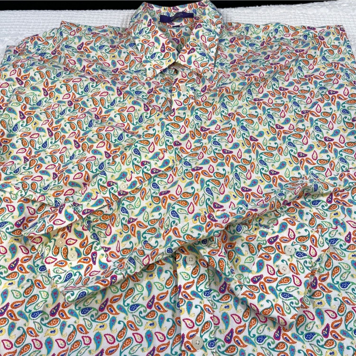 Alan Flusser Alan Flusser Men's White/Multi. Paisley Shirt/Button Up Sz X Size US XL / EU 56 / 4 - 4 Thumbnail