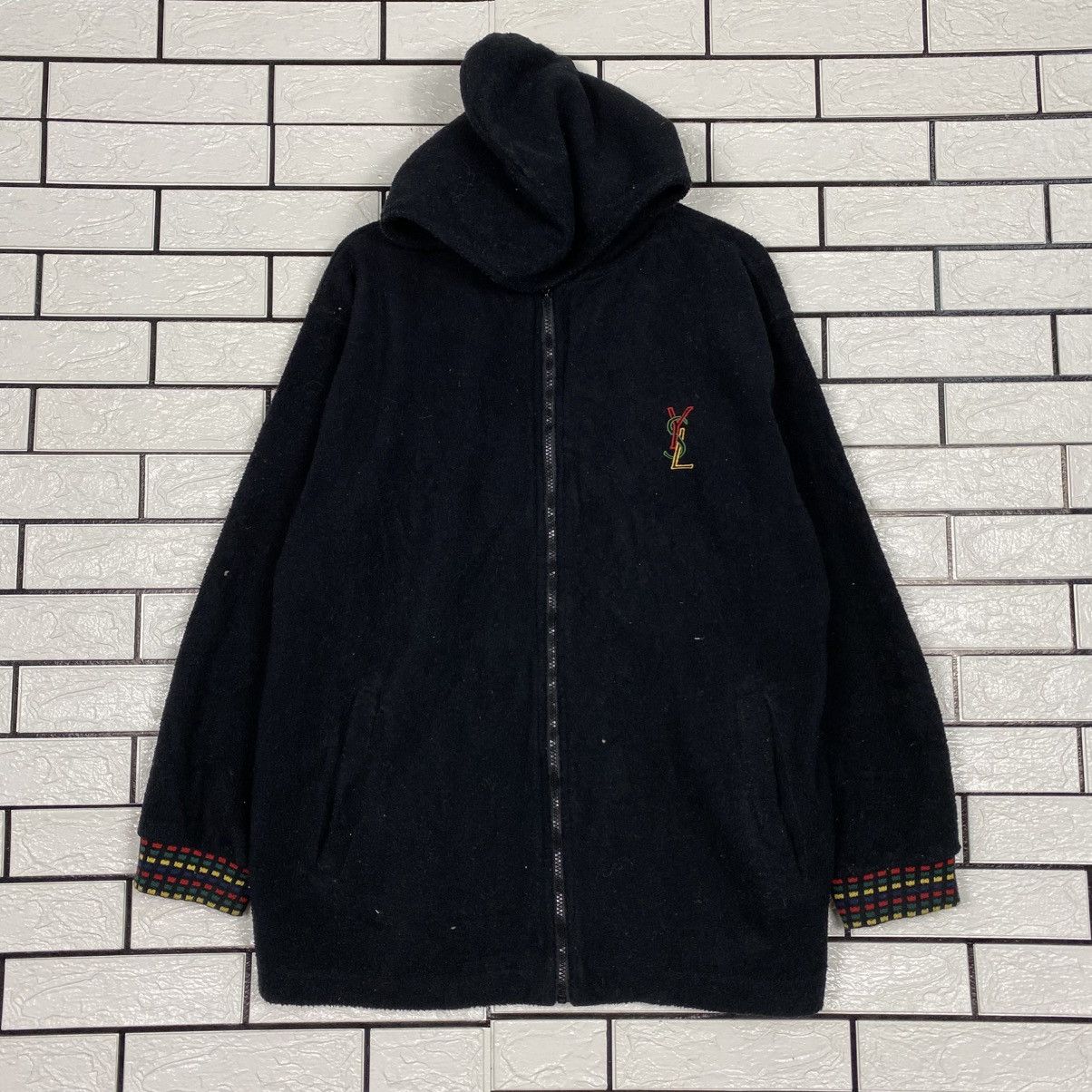 Yves Saint Laurent 📌Vintage Zipper Sweater Hoodie Yves Saint Laurent Big Logo Size US L / EU 52-54 / 3 - 2 Thumbnail