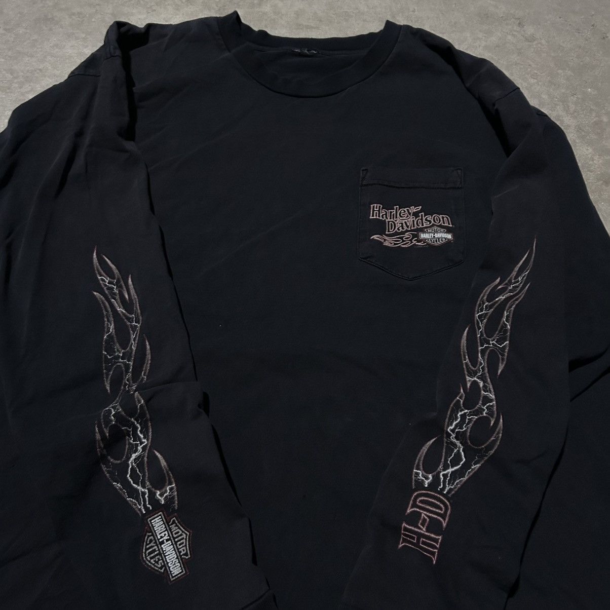 Harley Davidson Vintage Harley Davison flame lightning long sleeve shirt Size US XL / EU 56 / 4 - 5 Thumbnail