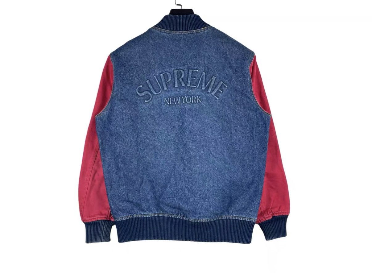 Supreme Supreme Denim Varsity Jacket Denim Baseball Jacket J31 Size US S / EU 44-46 / 1 - 2 Thumbnail