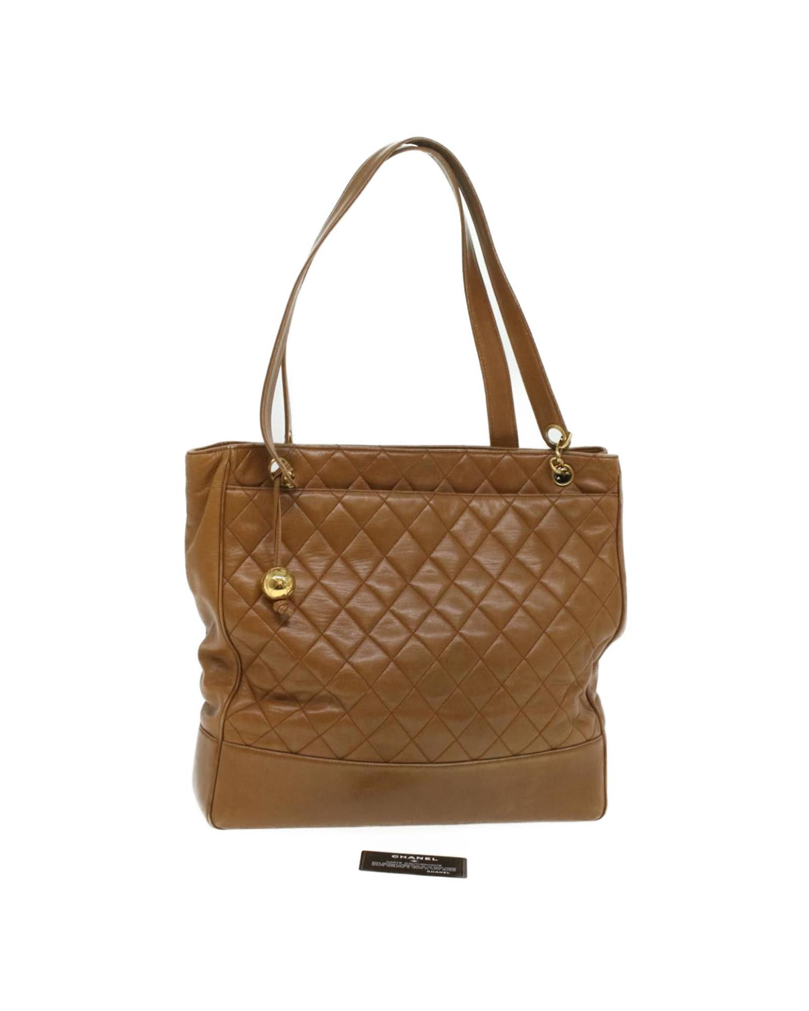 image of Chanel Matelasse Chain Shoulder Bag Lamb Skin Brown Cc, Women's
