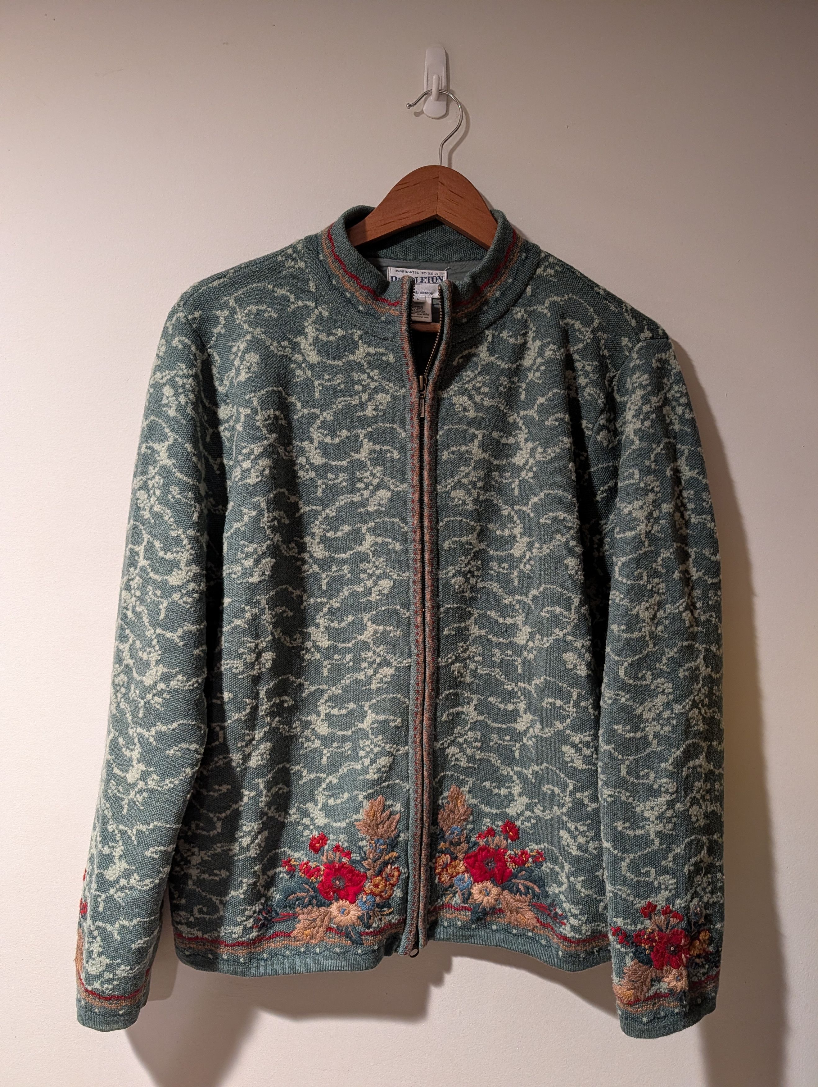 Pendleton Vintage Pendleton Wool Zip Up Cardigan Sweater Floral Size L / US 10 / IT 46 - 1 Thumbnail