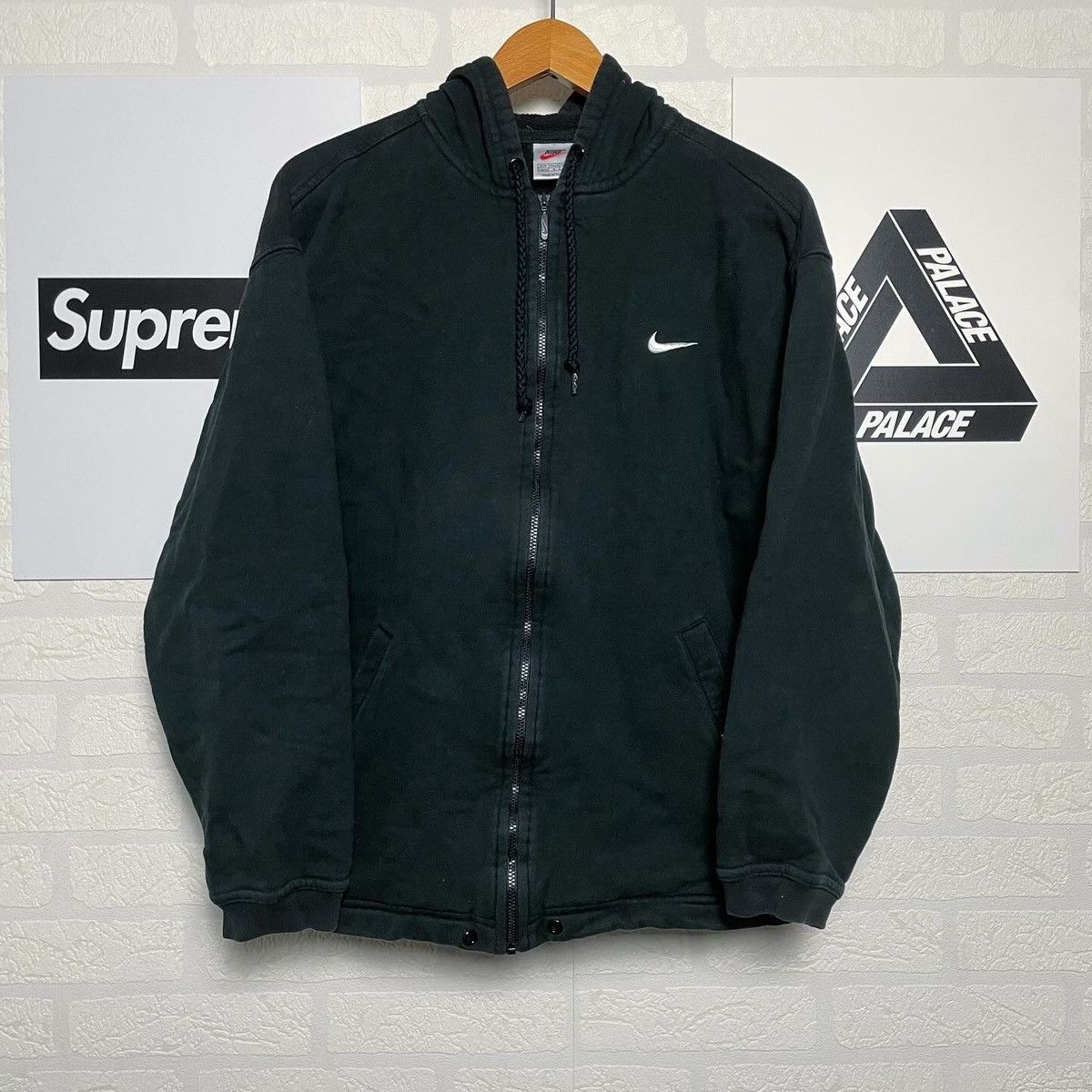 Nike × Vintage Vintage Nike Small Swoosh 90s Zip Hoodie Size L / US 10 / IT 46 - 1 Thumbnail