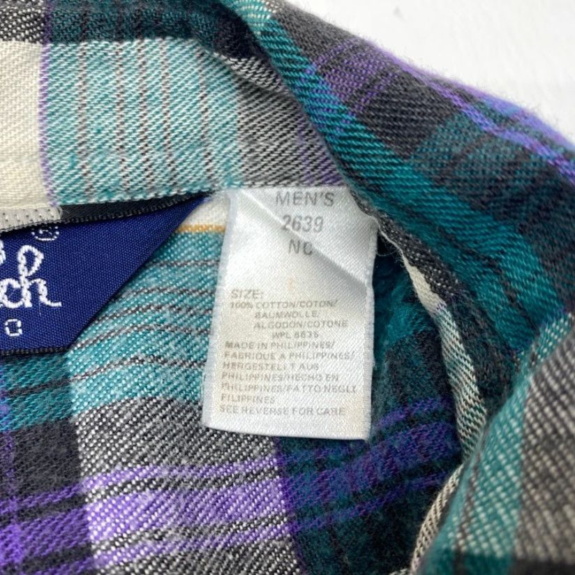Vintage VINTAGE Woolrich Flannel Mens Large Green Purple Tartan Plaid Button Up 7973 Size US L / EU 52-54 / 3 - 7 Thumbnail