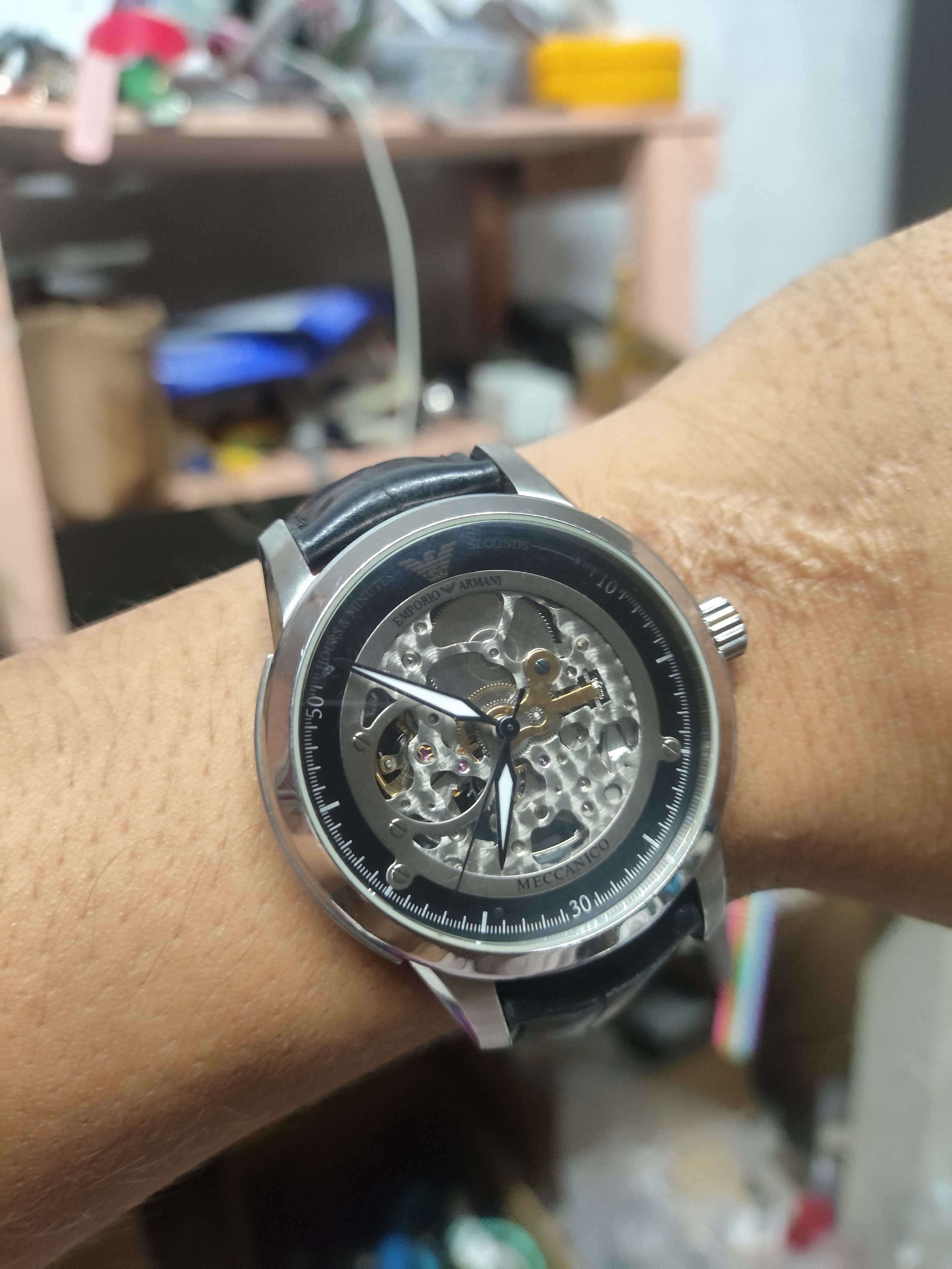 Luxury Vintage Emporio Armani Watch Automatic Engine in Black, Men's