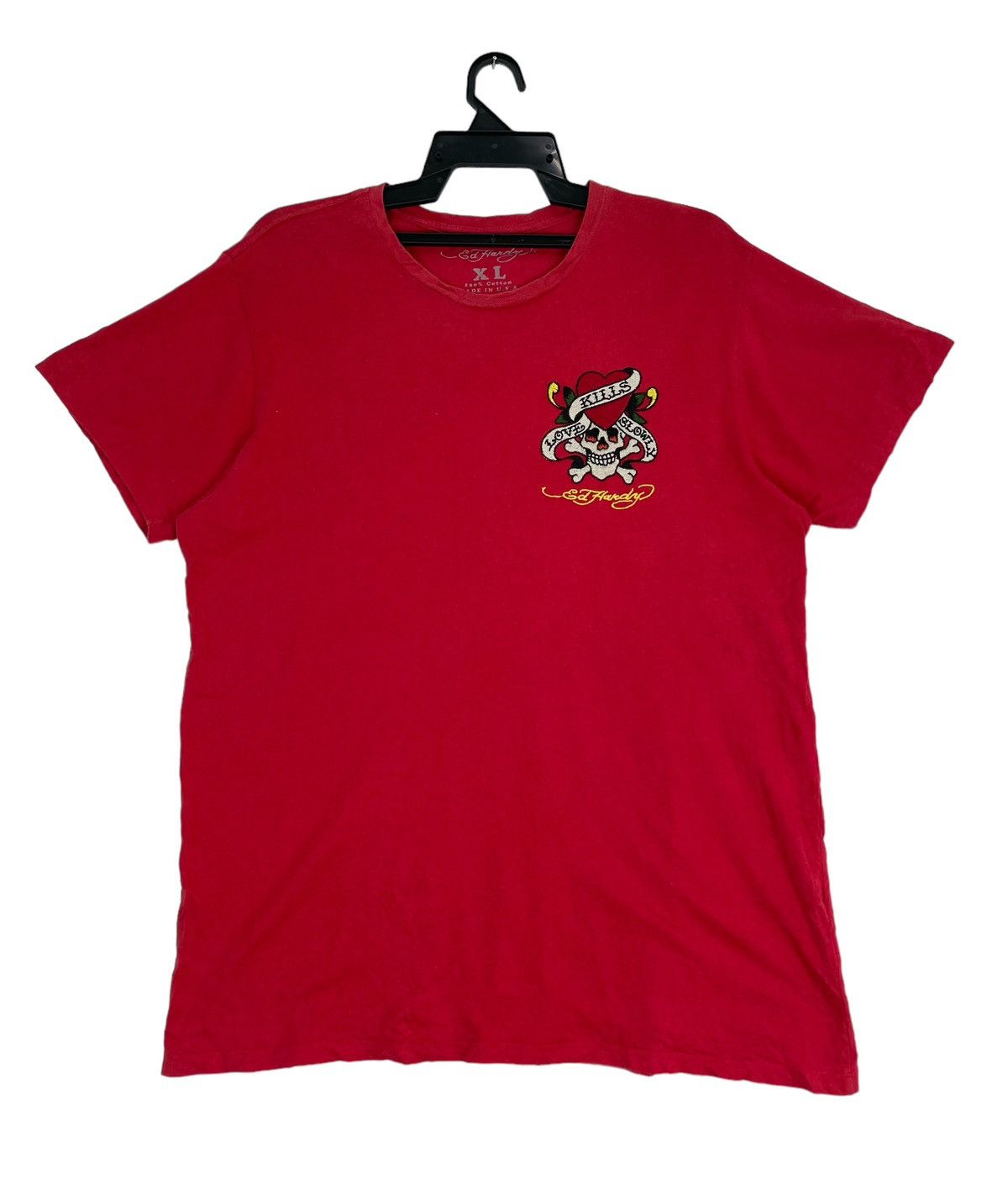 Rare y2k Ed Hardy tattoo love kills slowly skull logo shirt