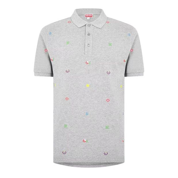 Image of Kenzo O1G2R1Mq0424 Pixel Polo Shirts In Grey, Men's (Size XL)