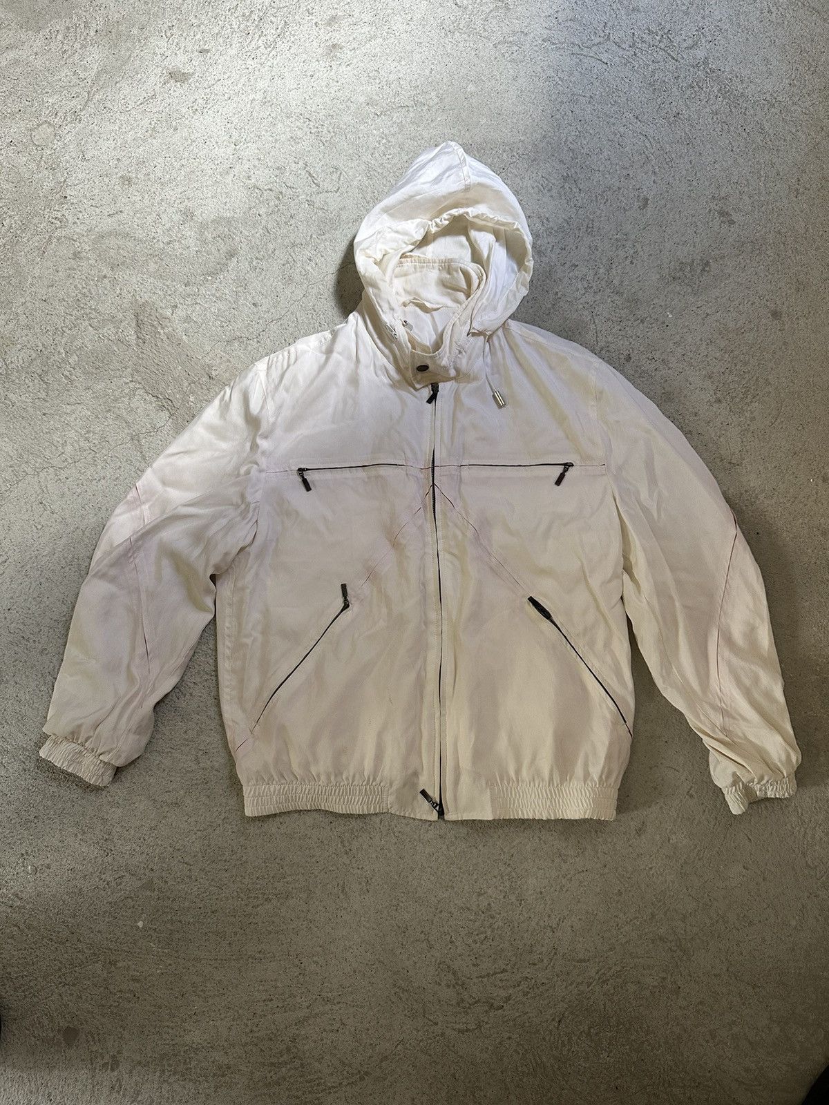 image of Kiton Windbreaker Jacket in White/Cream, Men's (Size Medium)