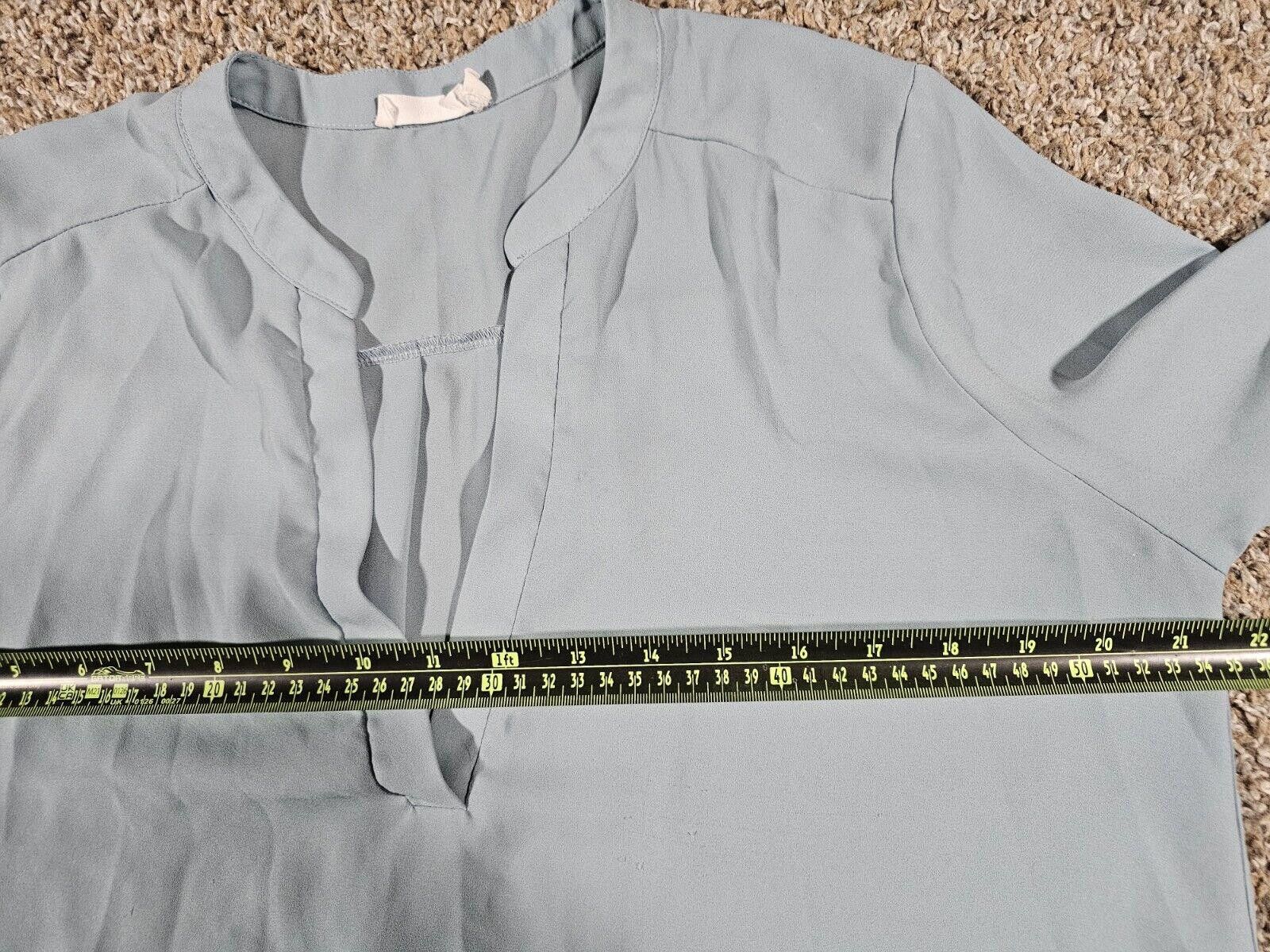 Luchiano Visconti LUSH Blouse Top Women Large Blue Solid Deep V Neck Size L / US 10 / IT 46 - 5 Thumbnail