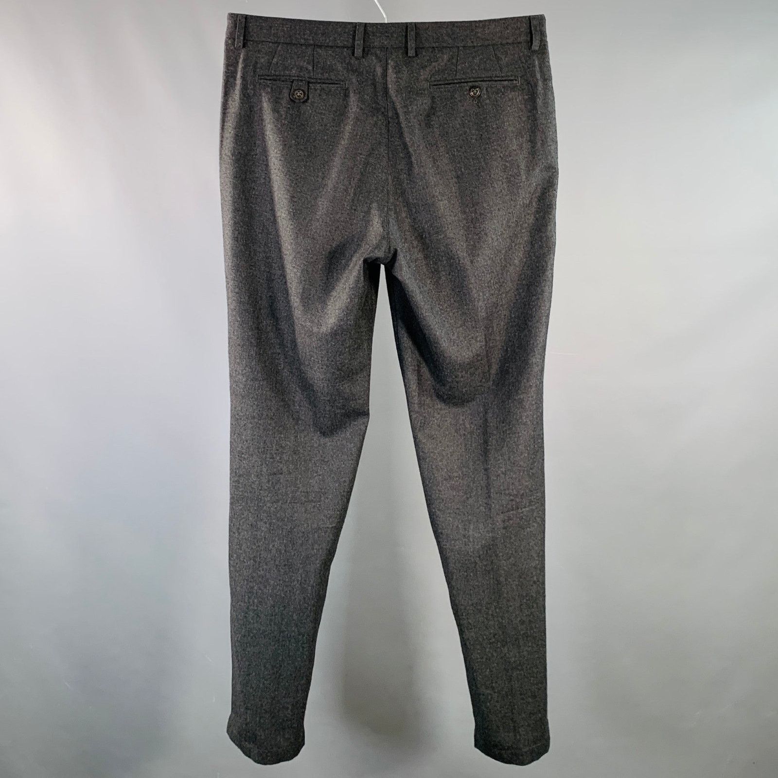 Adam Kimmel ADAM KIMMEL Charcoal Wool Twill Tapered Zip Fly Dress Pants Size US 36 / EU 52 - 2 Thumbnail