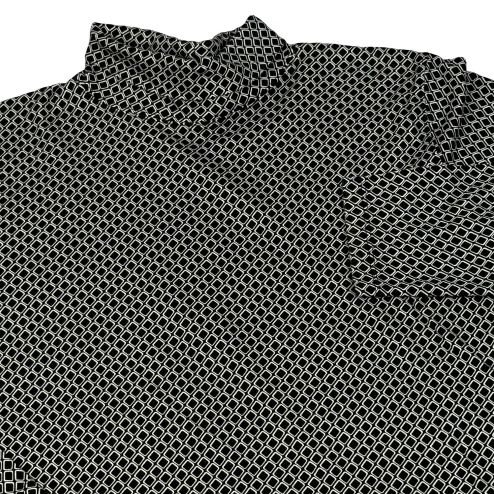 Lands' End Lands' End Black White Geometric Print Turtleneck Long Sleeve Top Womens L Cotton Mock Neck Shirt Size L / US 10 / IT 46 - 2 Thumbnail