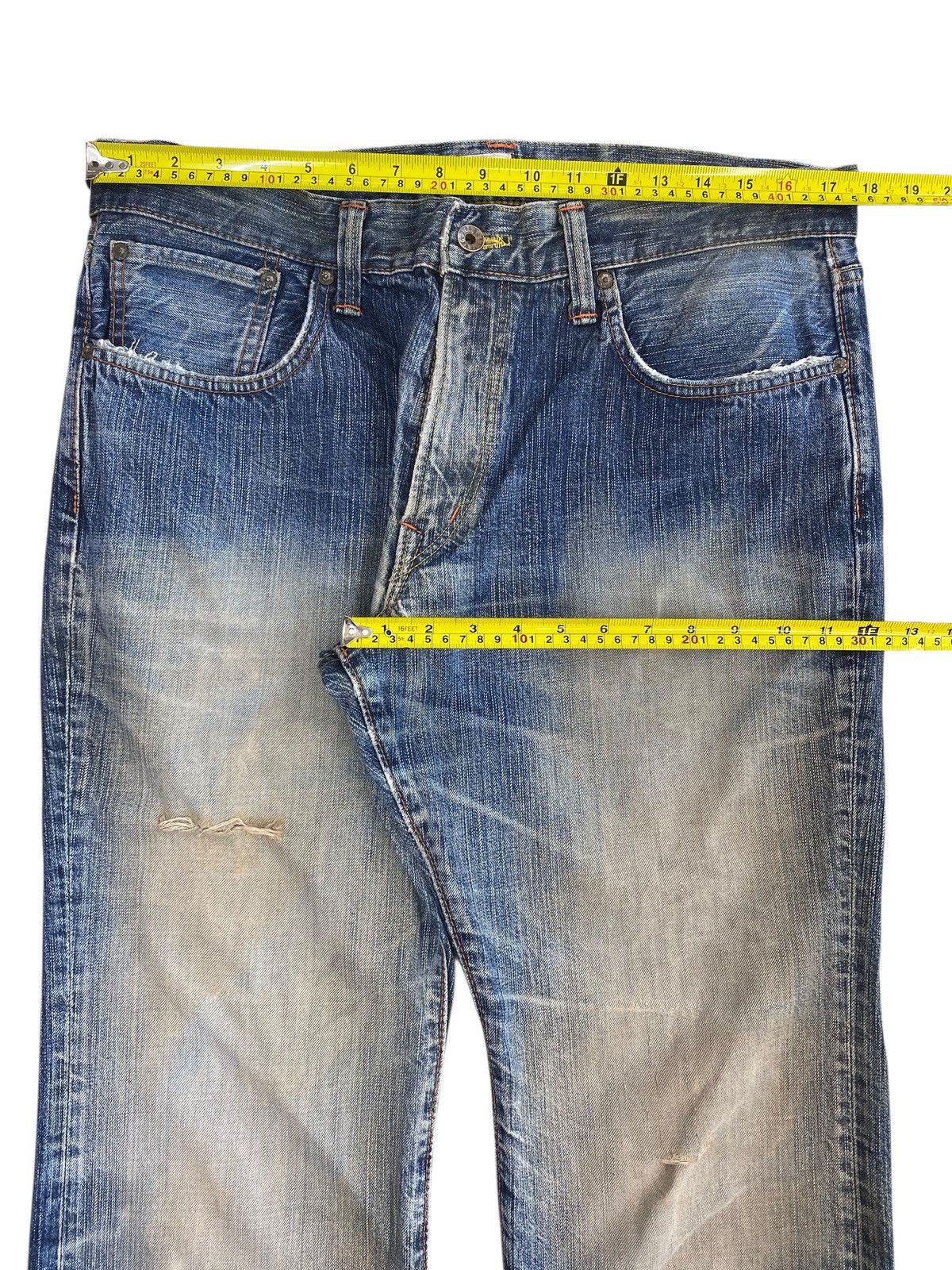 Edwin Edwin Faded Wash Ripped Style Flare Jeans Size US 32 / EU 48 - 5 Thumbnail