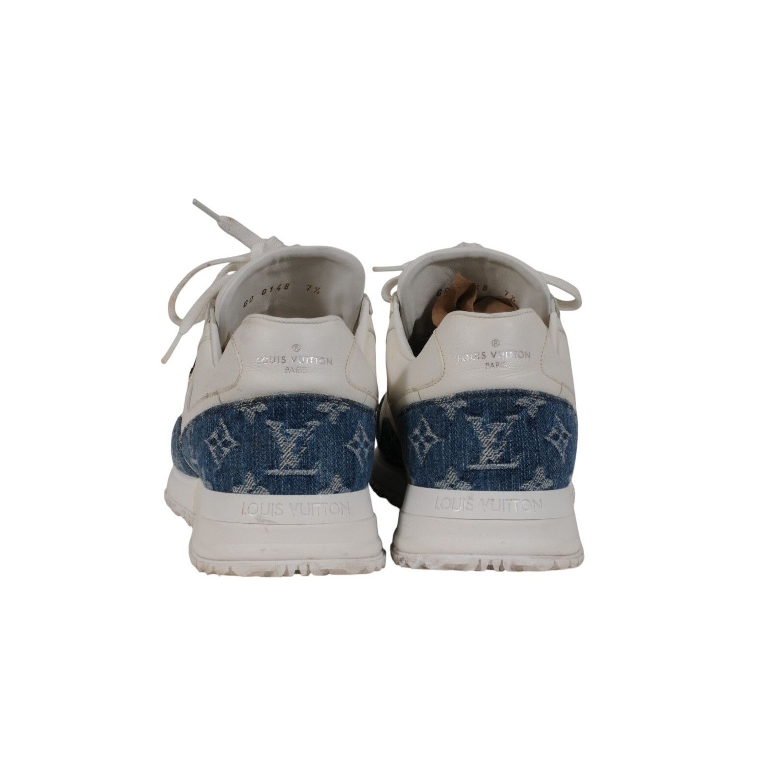 Louis Vuitton Run Away Sneakers Blue White Monogram Denim Leather Size US 8.5 / EU 41-42 - 4 Thumbnail