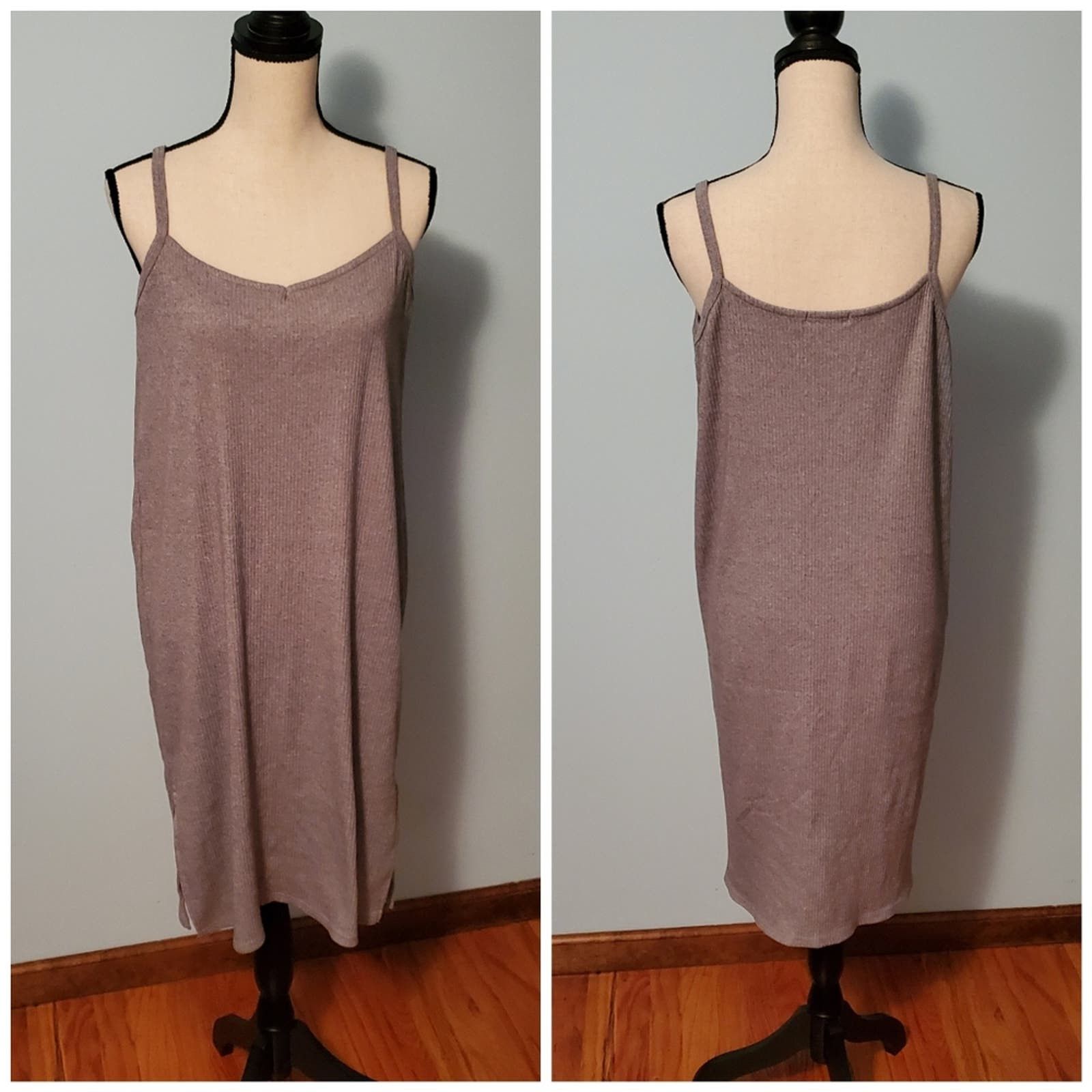 Global Work Global Work Comfy Gray Casual Rib Knit Dress Size L / US 10 / IT 46 - 1 Thumbnail