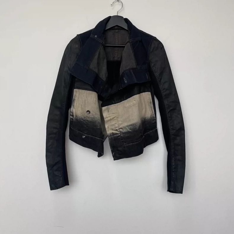 Rick Owens Rick owens Denim paneled waxed lapel cropped jacket Size US S / EU 44-46 / 1 - 4 Thumbnail