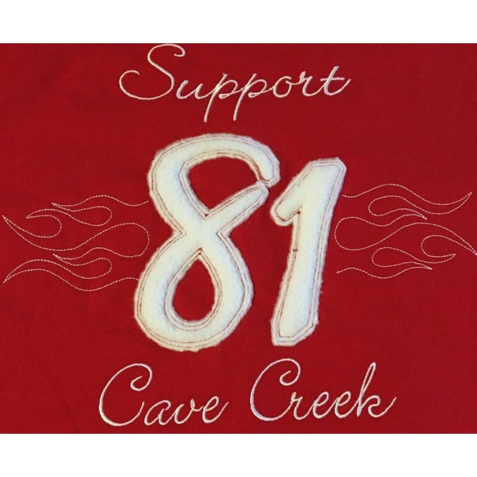 Vintage Vtg Hells Angels 81 Cave Creek Arizona Flames Long Sleeve Shirt L Red Womens Embroidered Grunge 80s 90s Biker MC USA Size L / US 10 / IT 46 - 2 Thumbnail