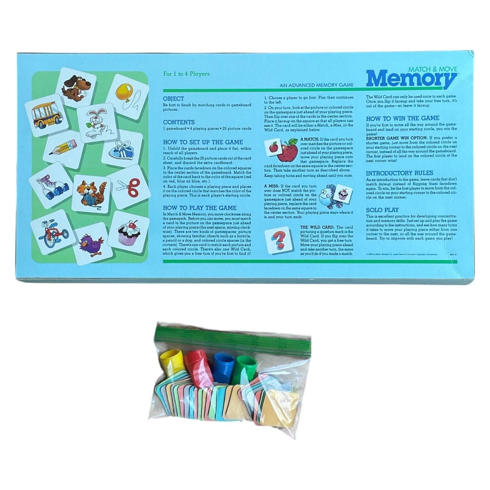 Other Vintage 1986 Match & Move Memory Game MB Complete Set CLEAN Size ONE SIZE - 3 Thumbnail