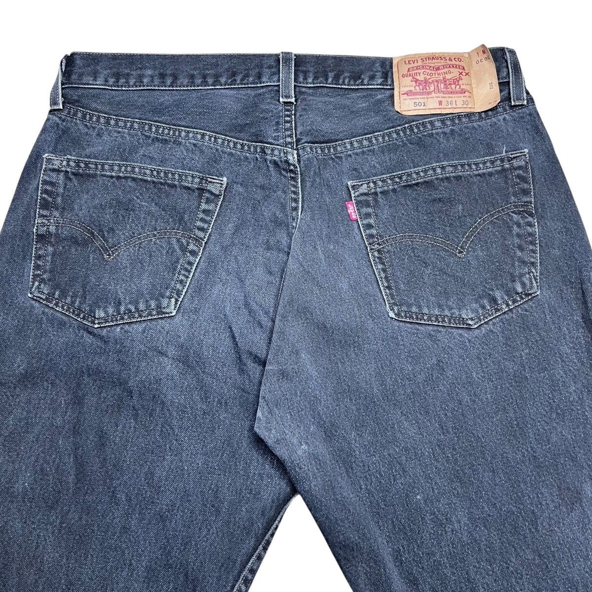 Levi's 1990s Levi’s 501 Button Fly Made In USA Black Denim Jeans Size US 35 - 12 Thumbnail