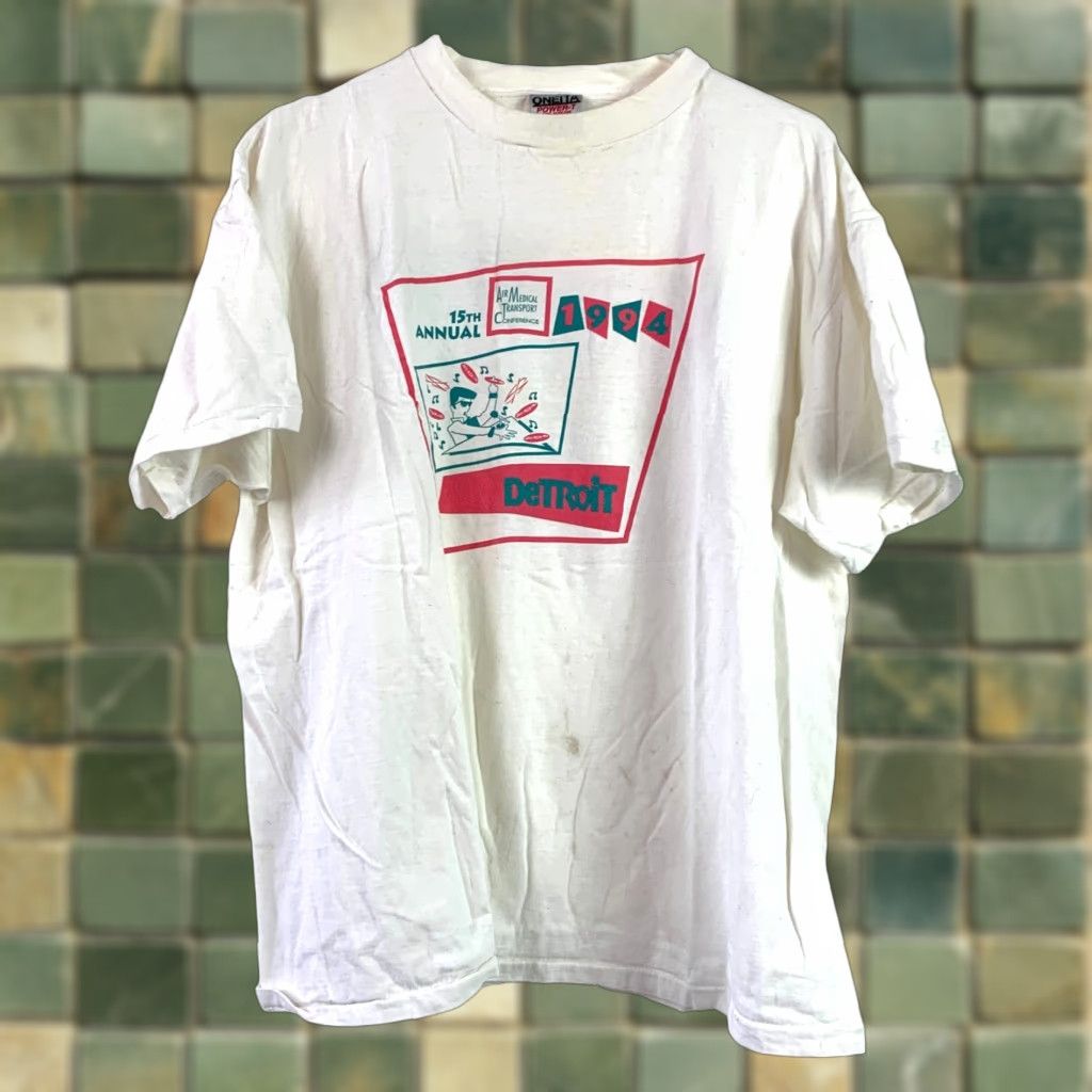 Vintage VINTAGE Textron Bell Helicopter Detroit Tee T-Shirt XL Unisex Adults White 100% Cotton Crew Neck Short Sleeve 1994 Century 15th Annual Oneita Size US XL / EU 56 / 4 - 1 Thumbnail